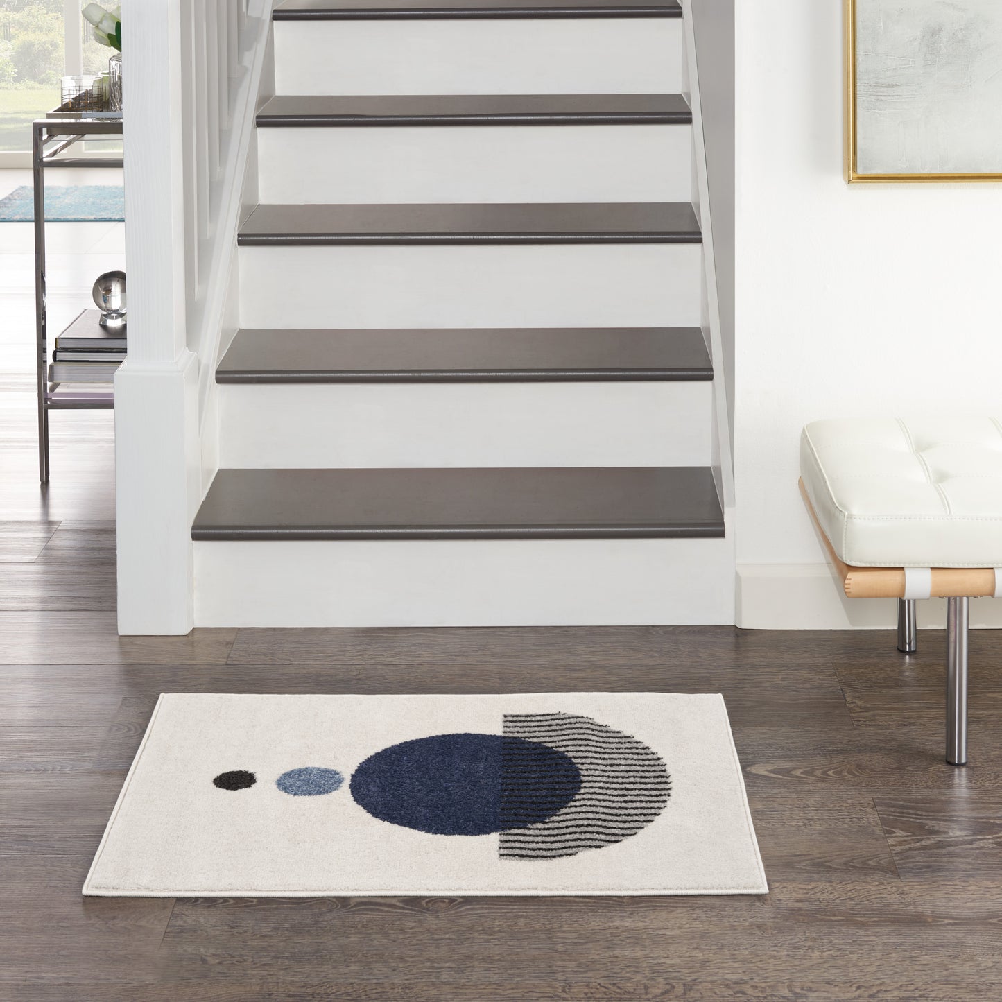 Nourison Home Modern Passion MDP04 Ivory Blue  Contemporary Machinemade Rug