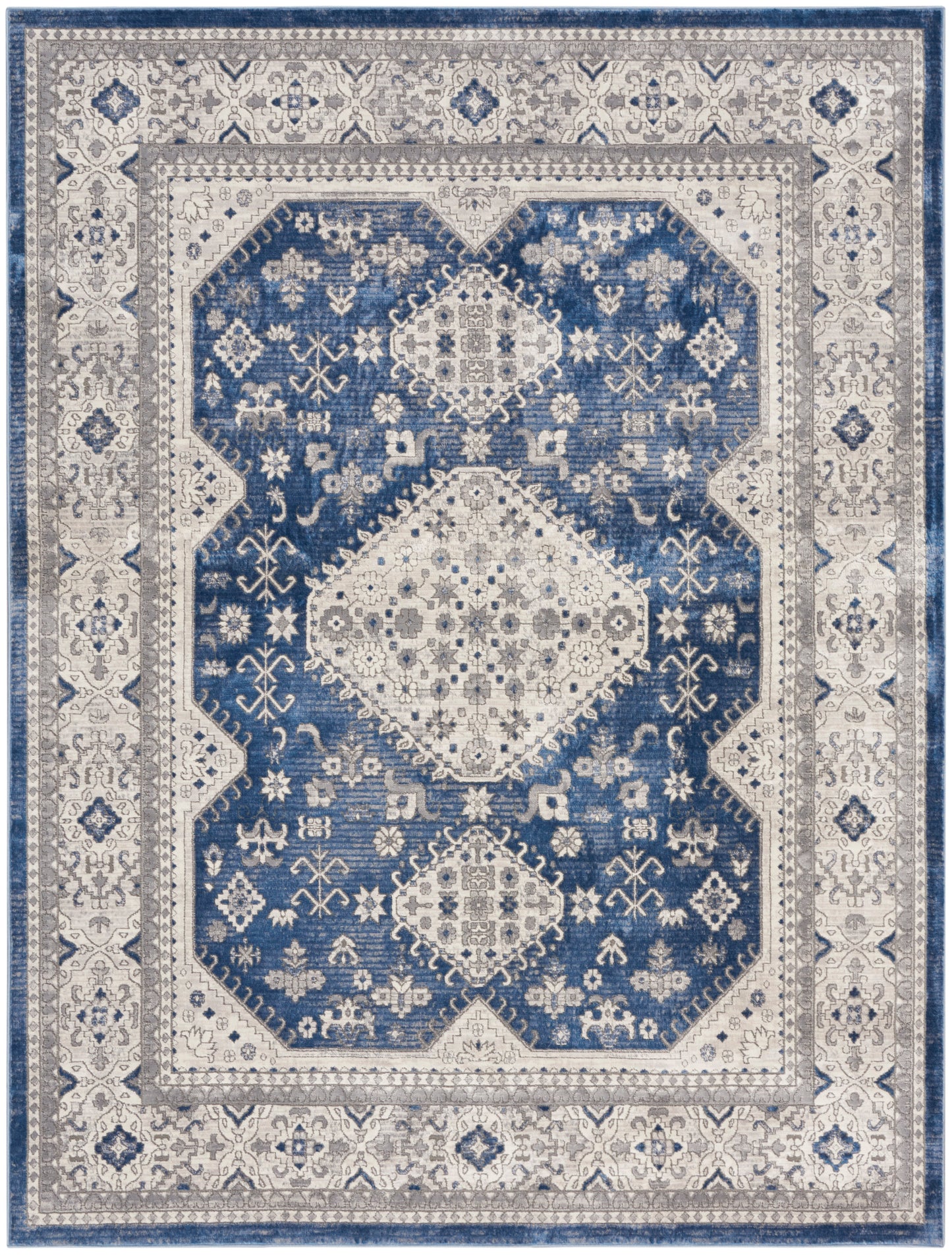 Nicole Curtis Series 4 SR403 Grey Navy  Traditional Machinemade Rug