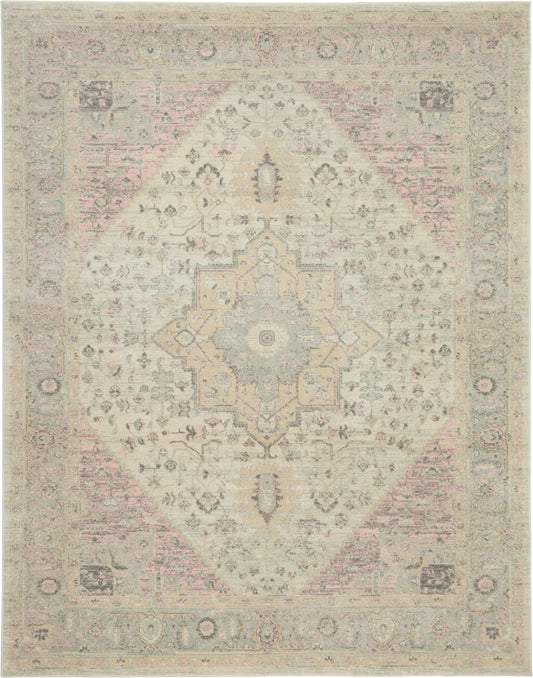 Nourison Home Tranquil TRA06 Ivory Pink  Transitional Machinemade Rug