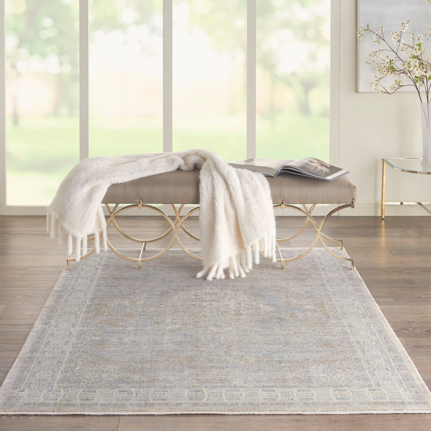 Nourison Home Starry Nights STN02 Cream Grey  Traditional Woven Rug