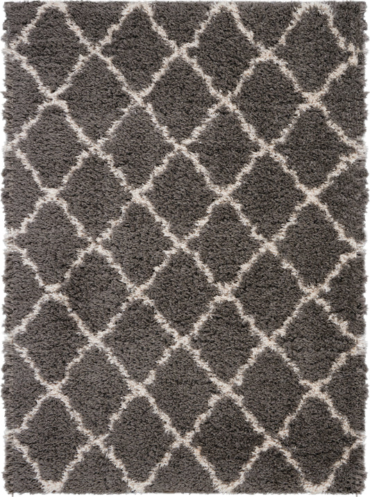 Nourison Home Luxe Shag LXS02 Charcoal Beige  Contemporary Machinemade Rug