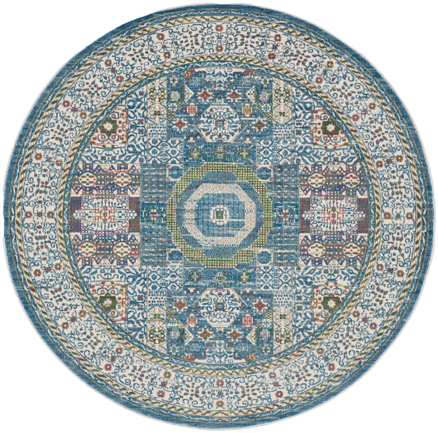 Nourison Home Ankara Global ANR17 Ivory Light Blue  Transitional Machinemade Rug