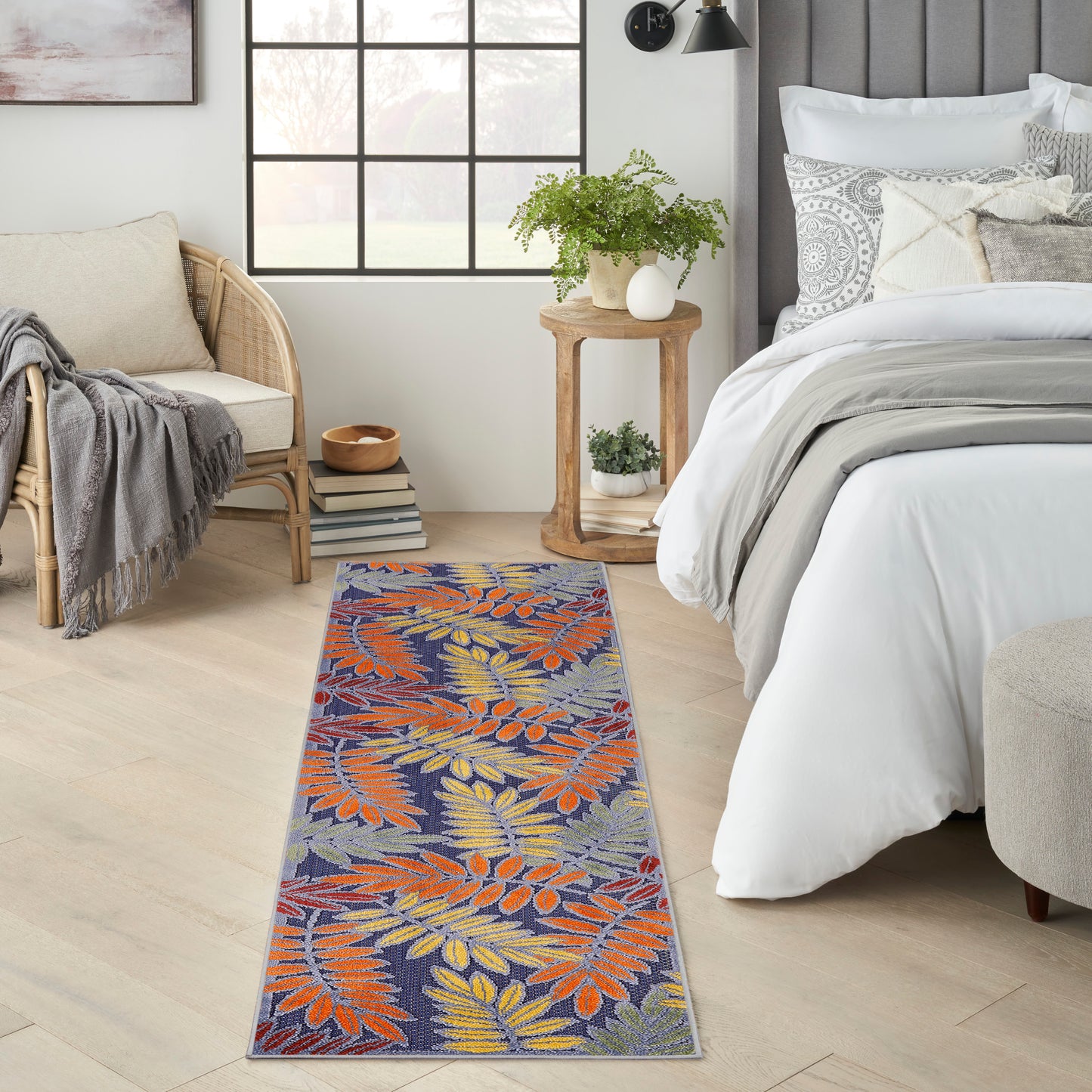 Nourison Home Aloha ALH18 Navy Multicolor  Contemporary Machinemade Rug