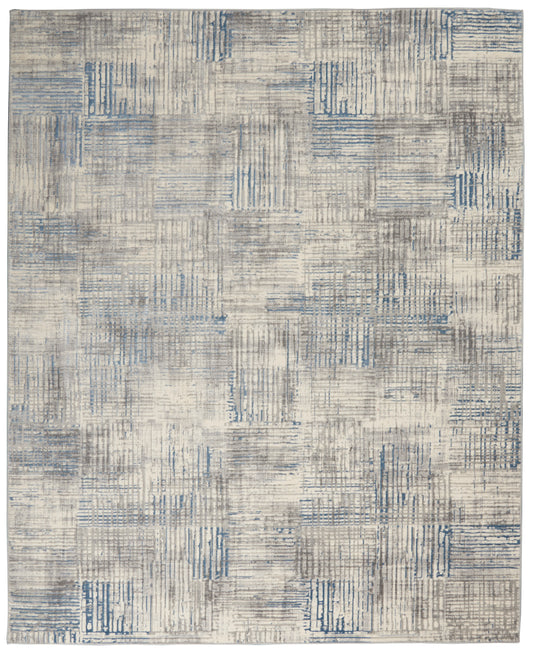 Nourison Home Solace SLA03 Ivory Grey Blue  Contemporary Machinemade Rug