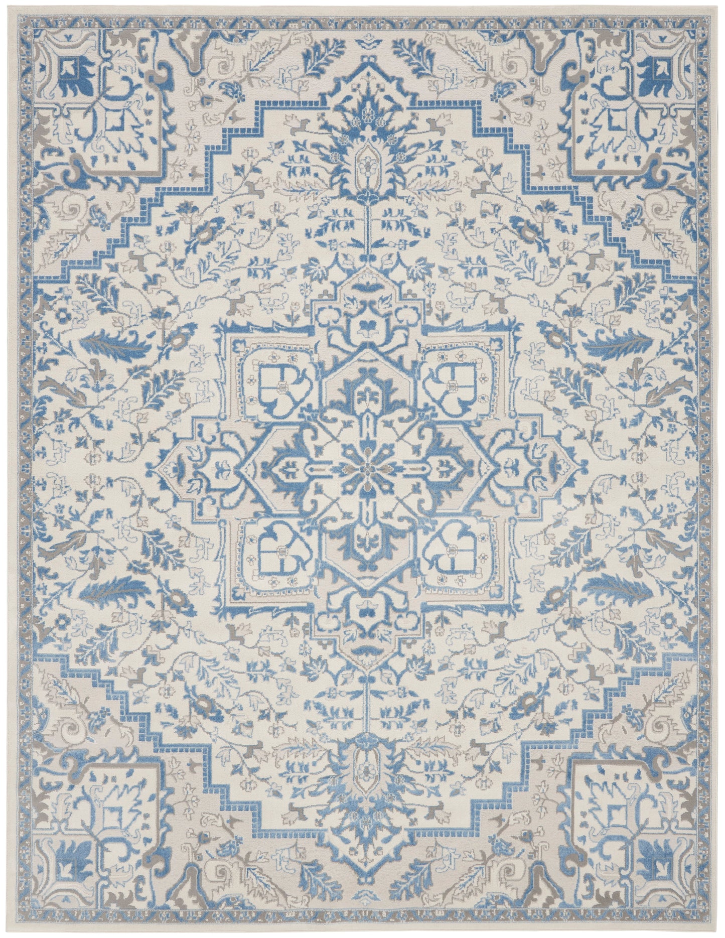 Nourison Home Elation ETN10 Ivory Blue  Traditional Machinemade Rug