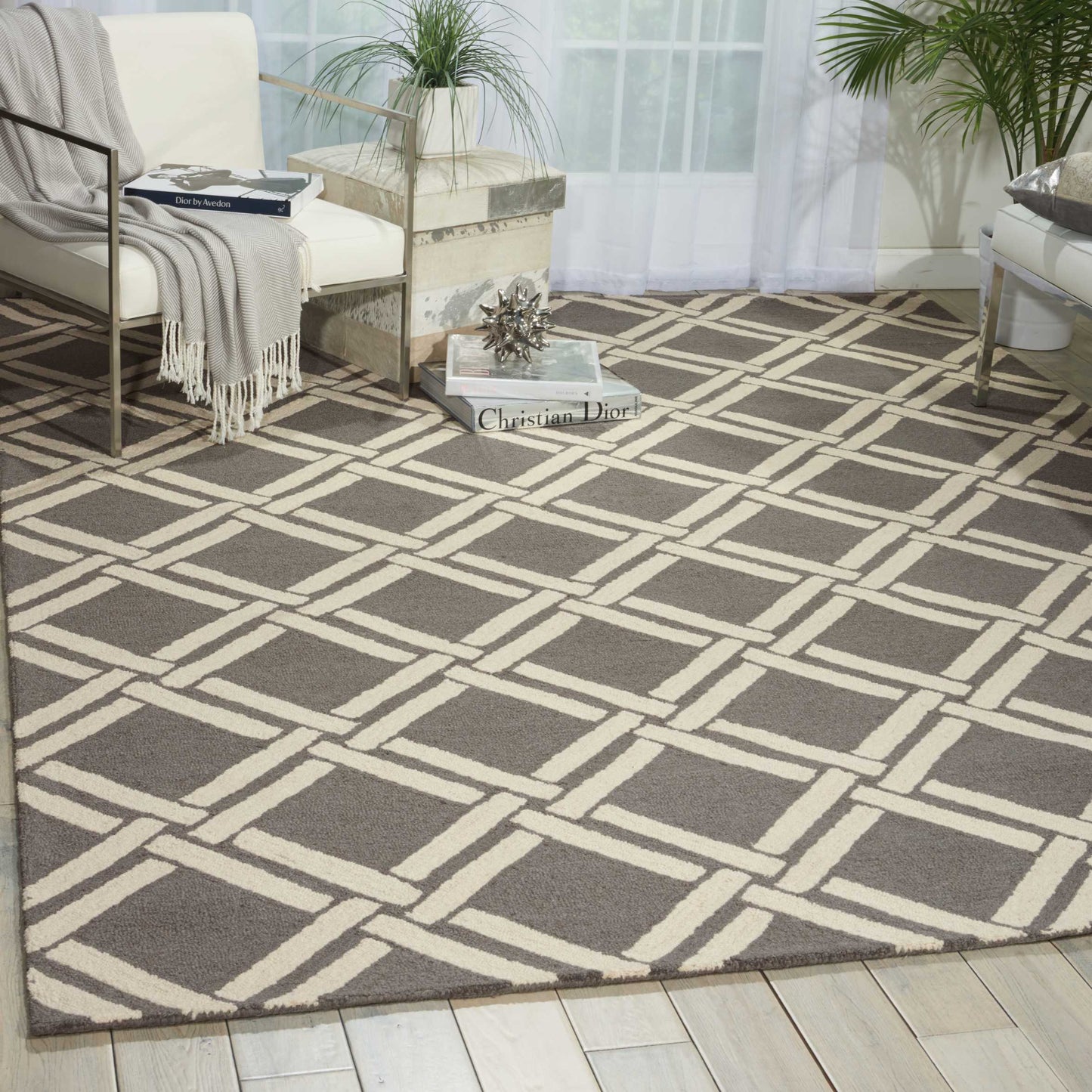 Nourison Home Linear LIN04 Grey Ivory  Contemporary Tufted Rug