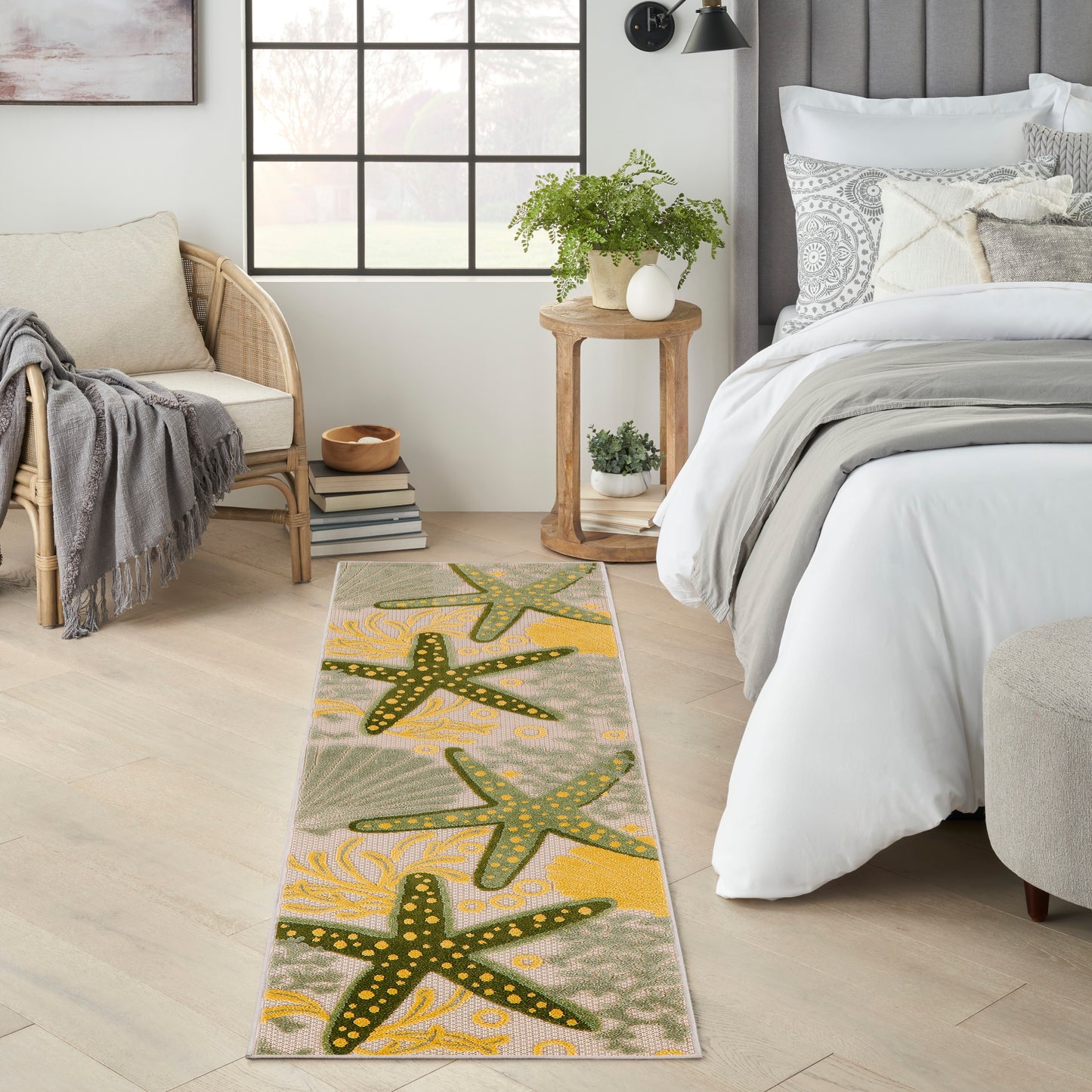 Nourison Home Aloha ALH24 Green Yellow  Contemporary Machinemade Rug