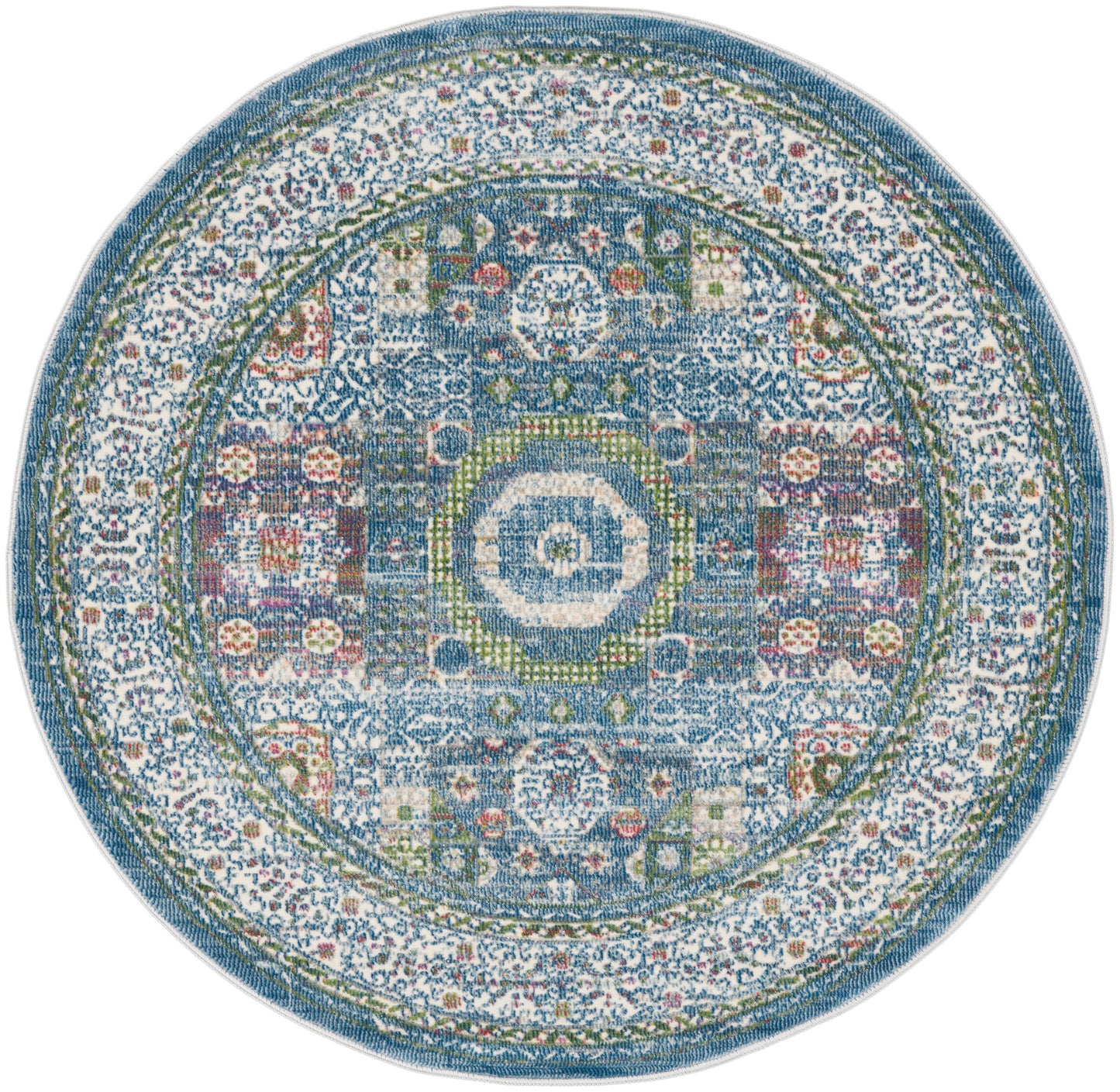 Nourison Home Ankara Global ANR17 Ivory Light Blue  Transitional Machinemade Rug