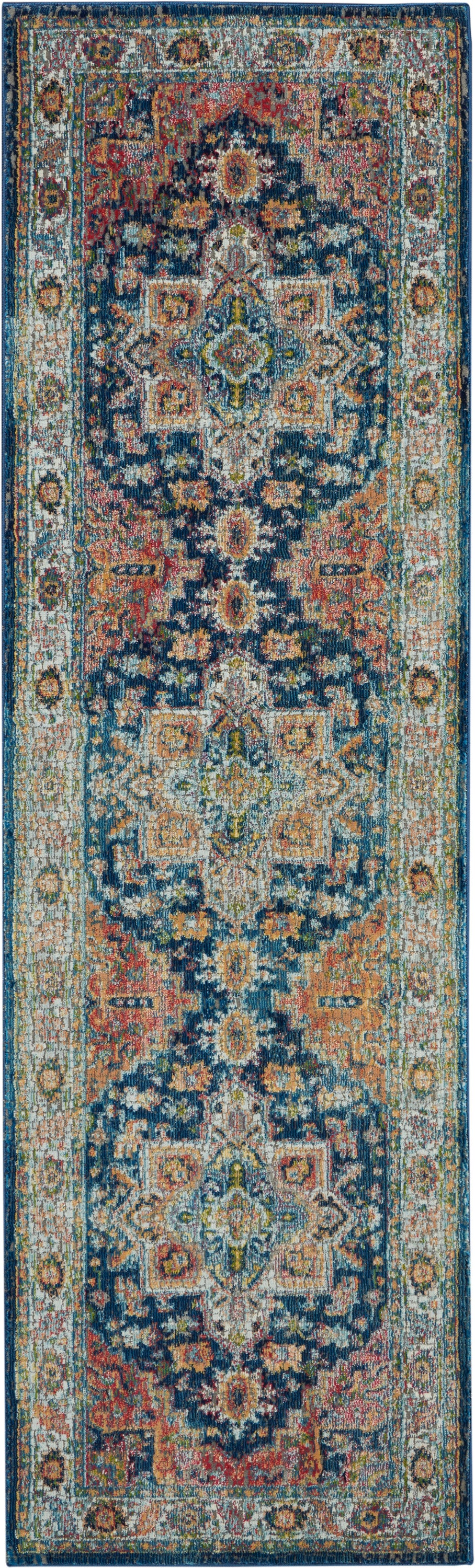 Nourison Home Ankara Global ANR11 Blue Multicolor  Traditional Machinemade Rug