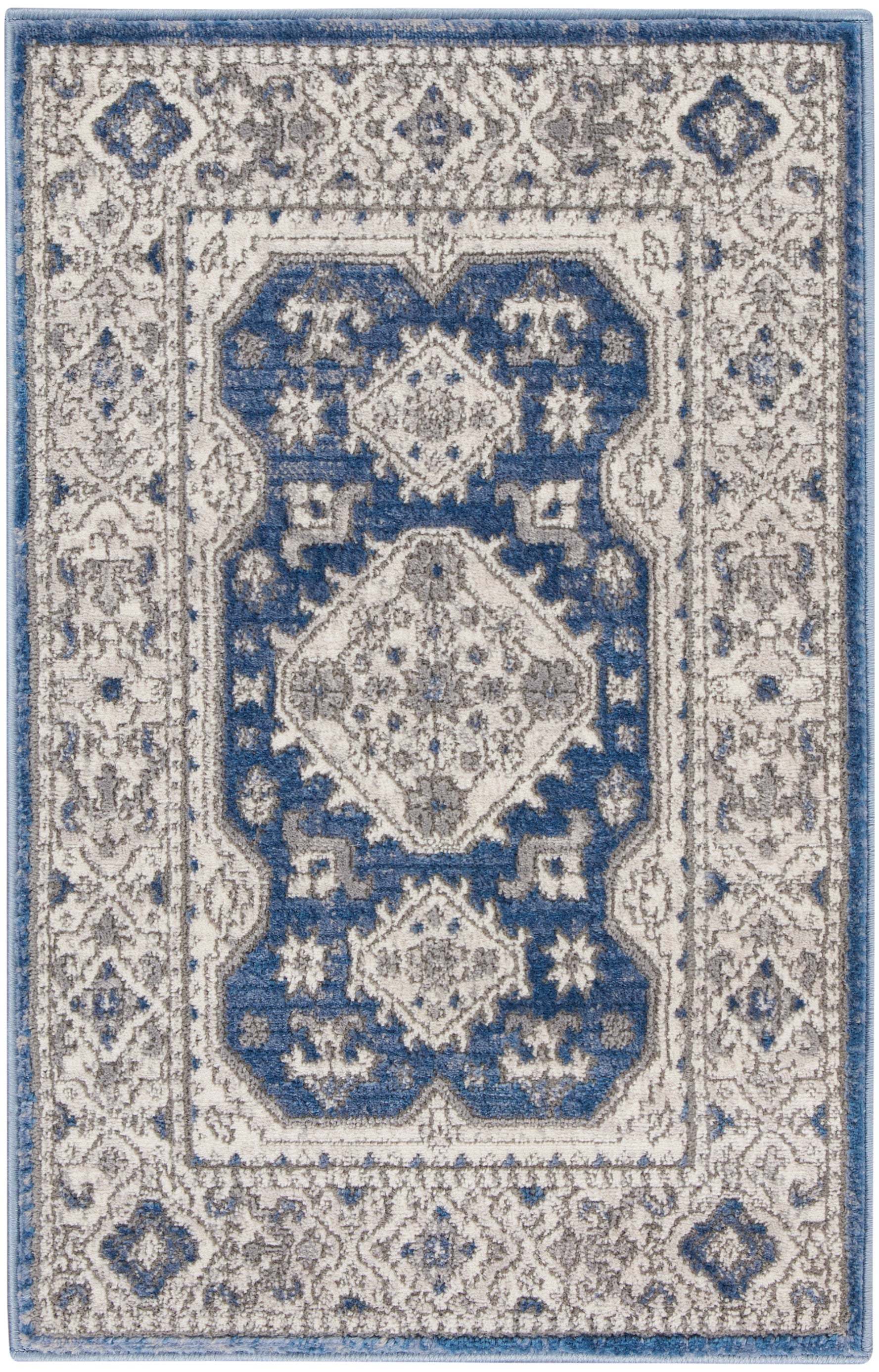 Nicole Curtis Series 4 SR403 Grey Navy Traditional Machinemade Rug