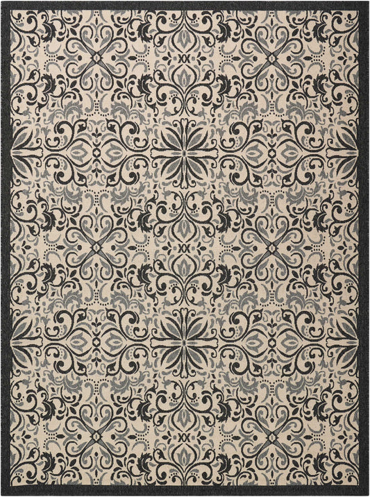 Nourison Home Caribbean CRB12 Ivory Charcoal  Transitional Machinemade Rug