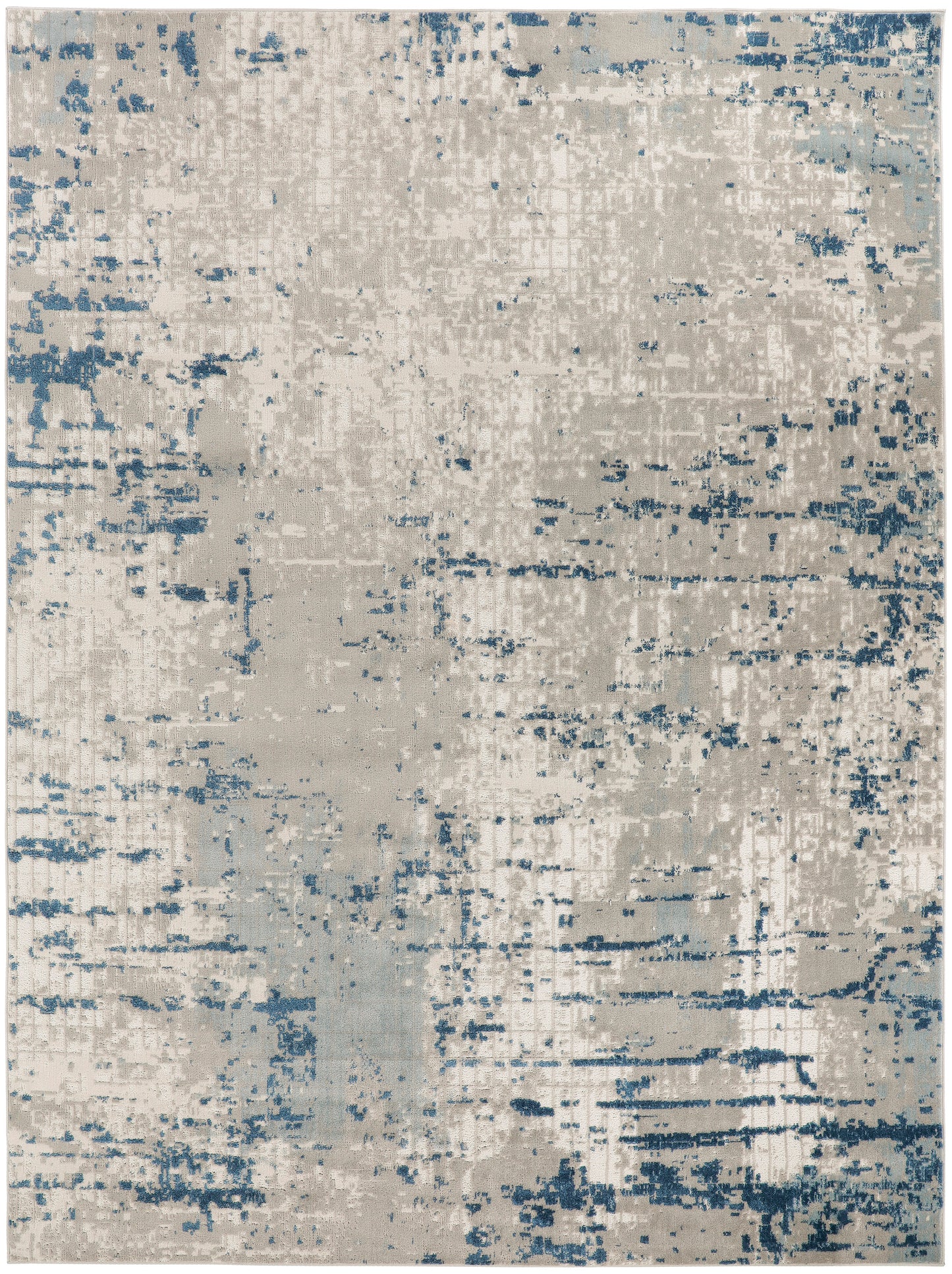 Nourison Home Quarry QUA01 Ivory Grey Blue  Contemporary Machinemade Rug