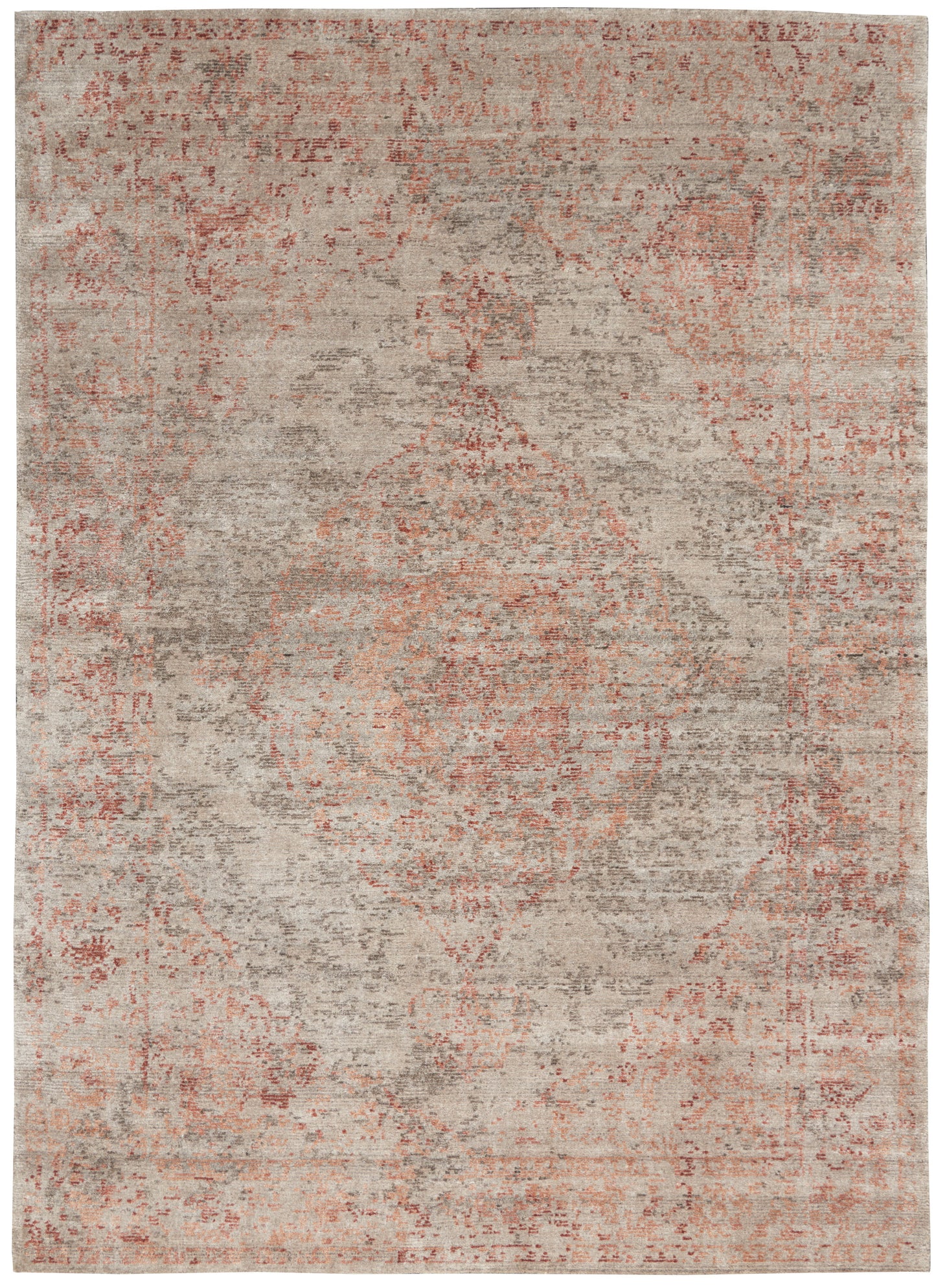 Nourison Home Lucent LCN07 Silver Red  Transitional Knotted Rug