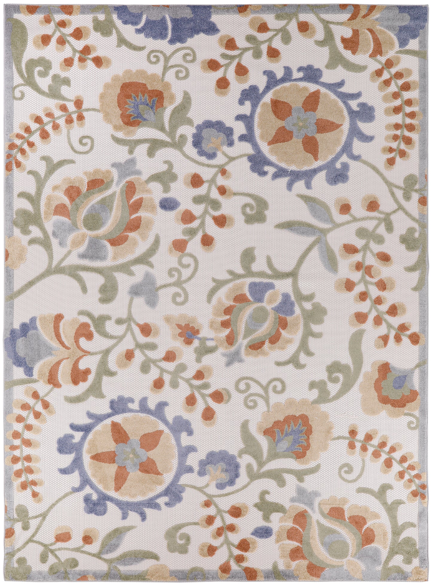 Nourison Home Aloha ALH17 Ivory Blue  Contemporary Machinemade Rug