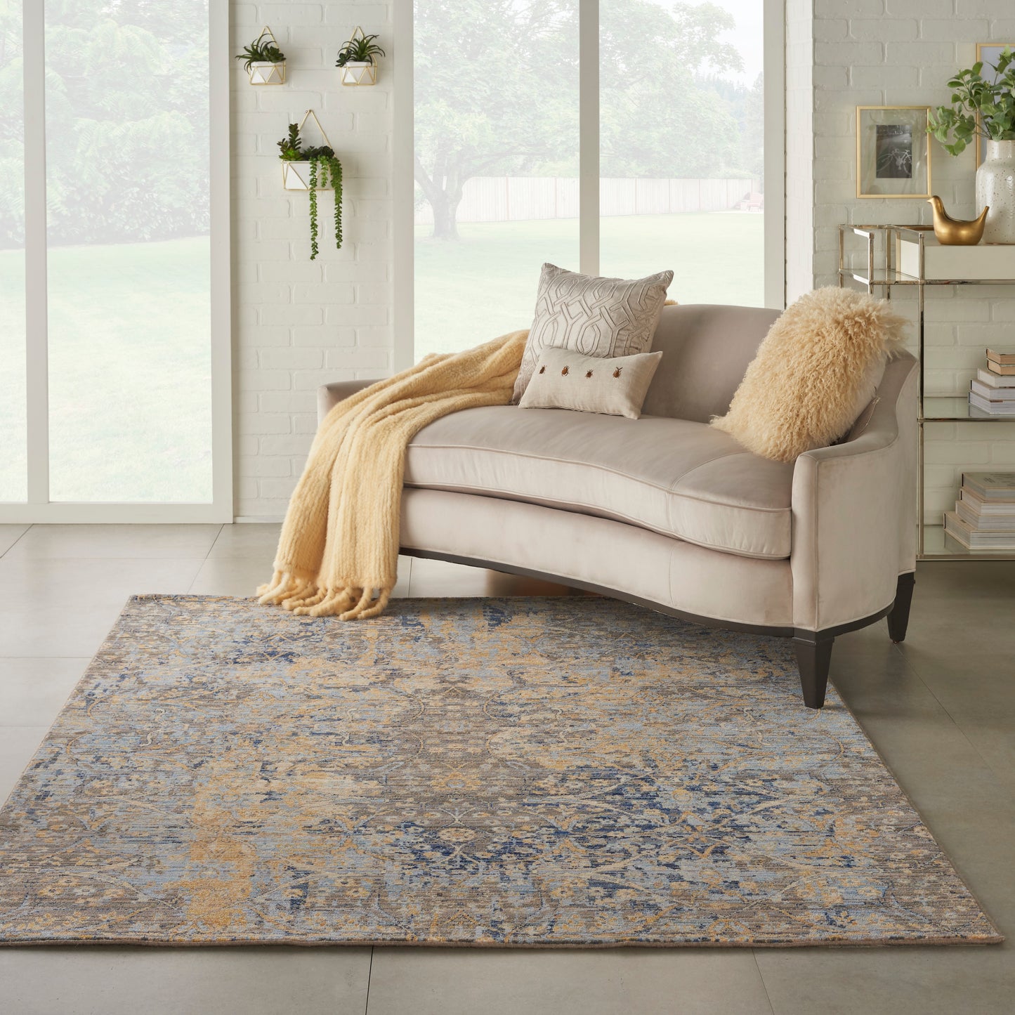 Nourison Home Majestic MST01 Beige Blue  Transitional Woven Rug