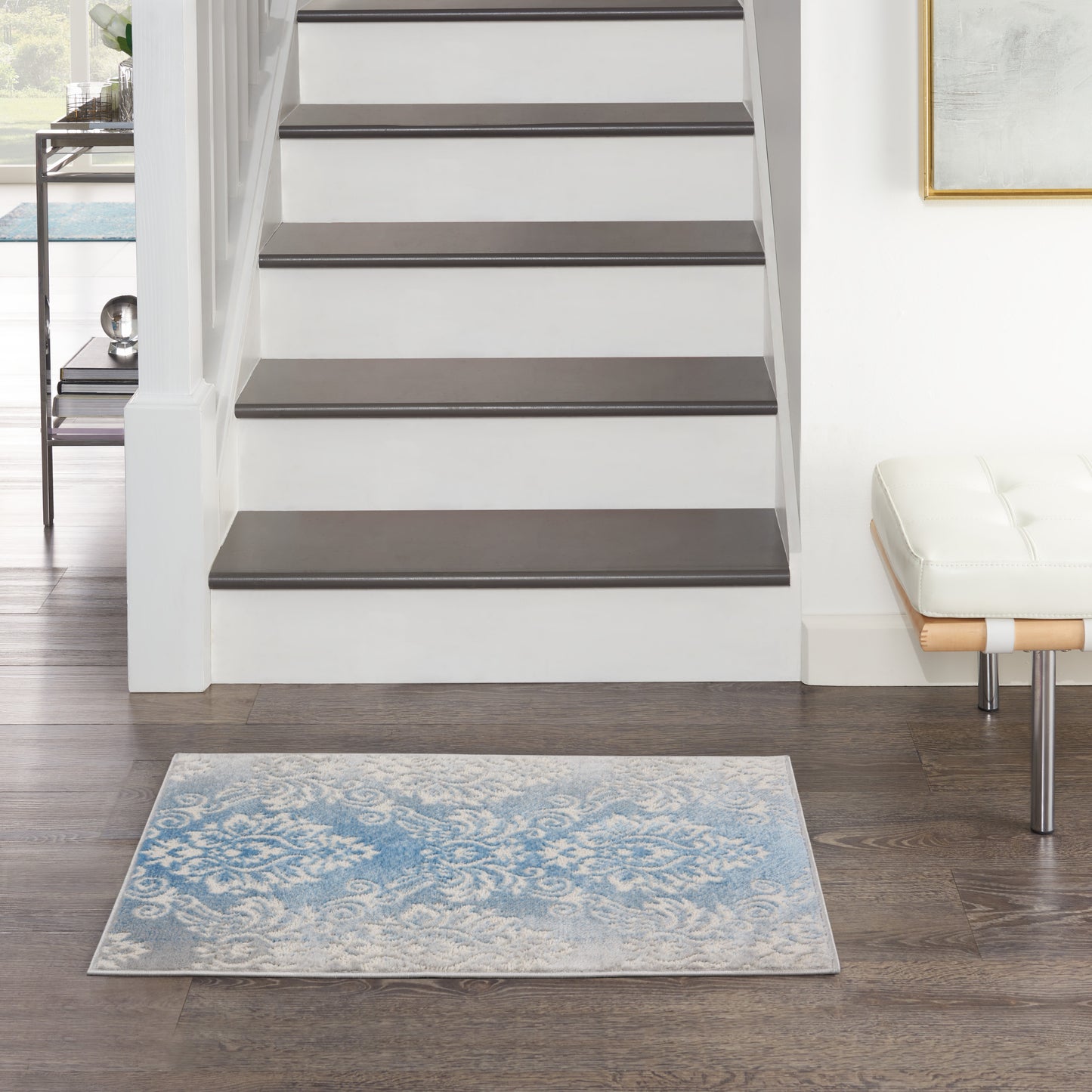 Nourison Home Elation ETN03 Ivory Blue  Traditional Machinemade Rug