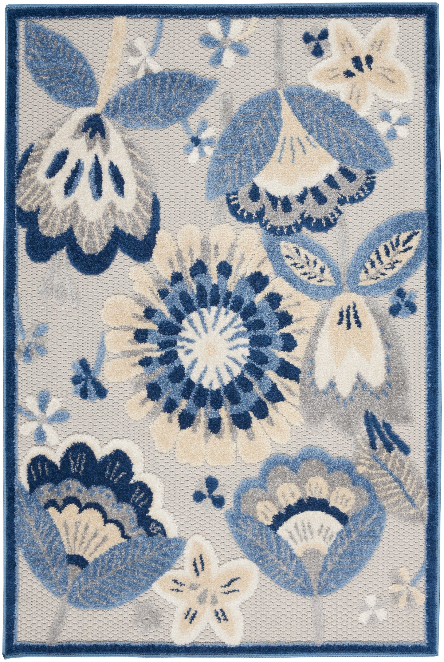 Nourison Home Aloha ALH25 Blue Grey  Contemporary Machinemade Rug