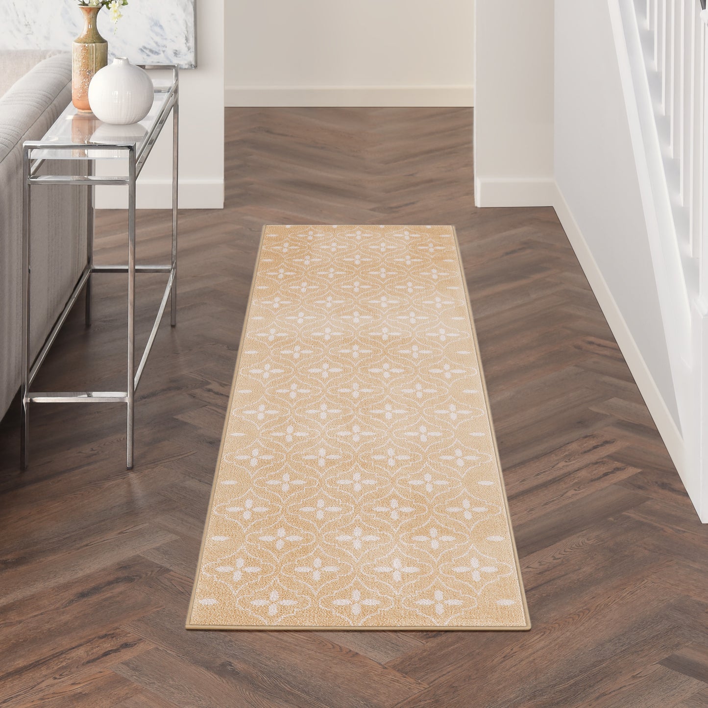 Nourison Home Nourison Essentials NRE04 Beige Ivory  Contemporary Machinemade Rug