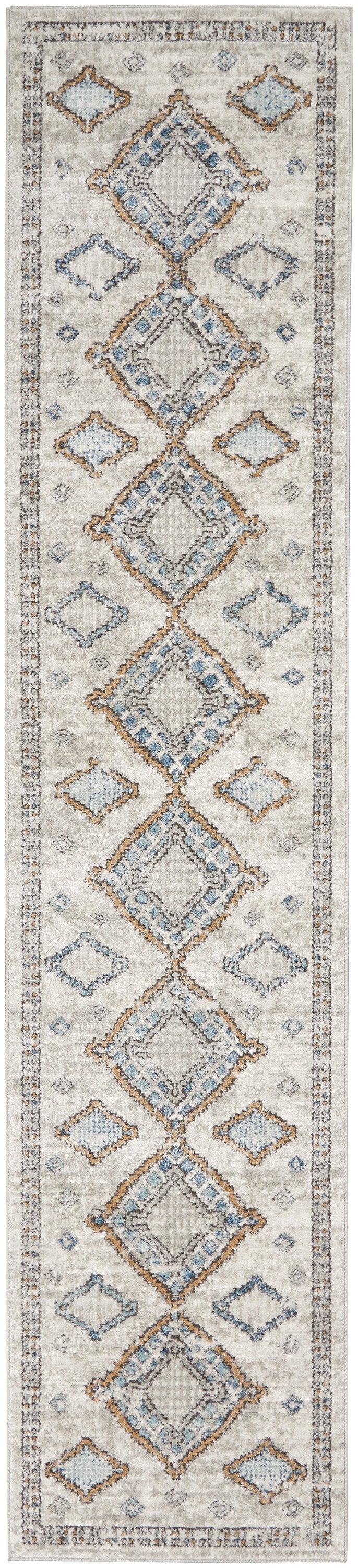 Nourison Home Quarry QUA14 Ivory Grey Blue  Contemporary Machinemade Rug