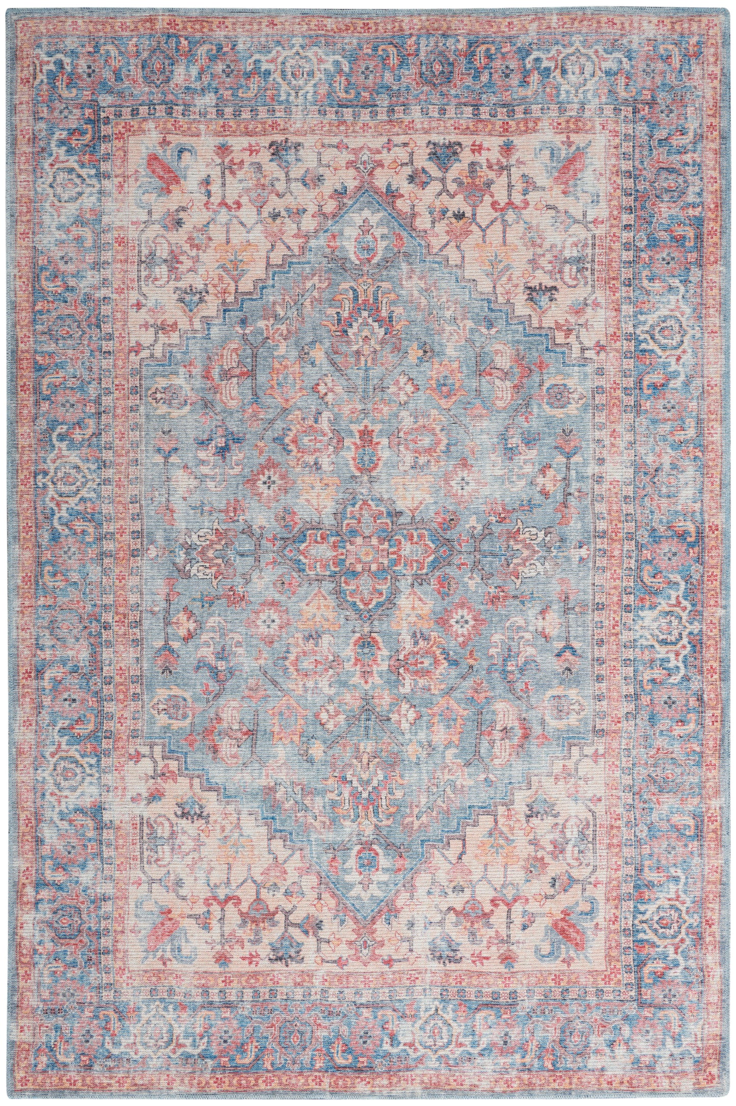 Nicole Curtis Machine Washable Series 1 SR104 Blue Multi  Traditional Machinemade Rug