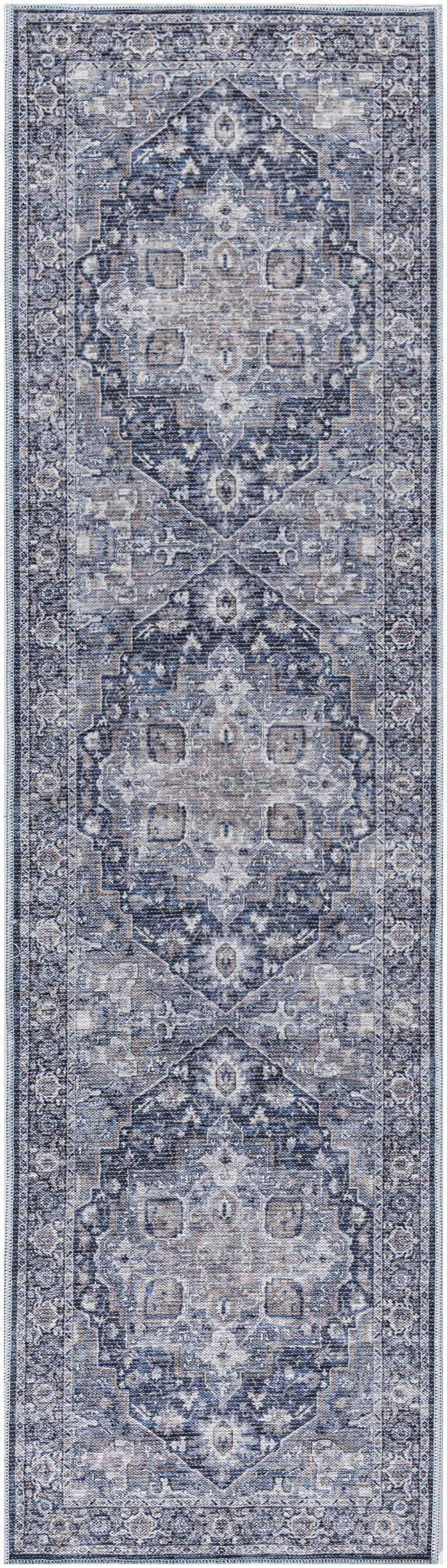 Nicole Curtis Machine Washable Series 1 SR101 Ivory Navy  Traditional Machinemade Rug