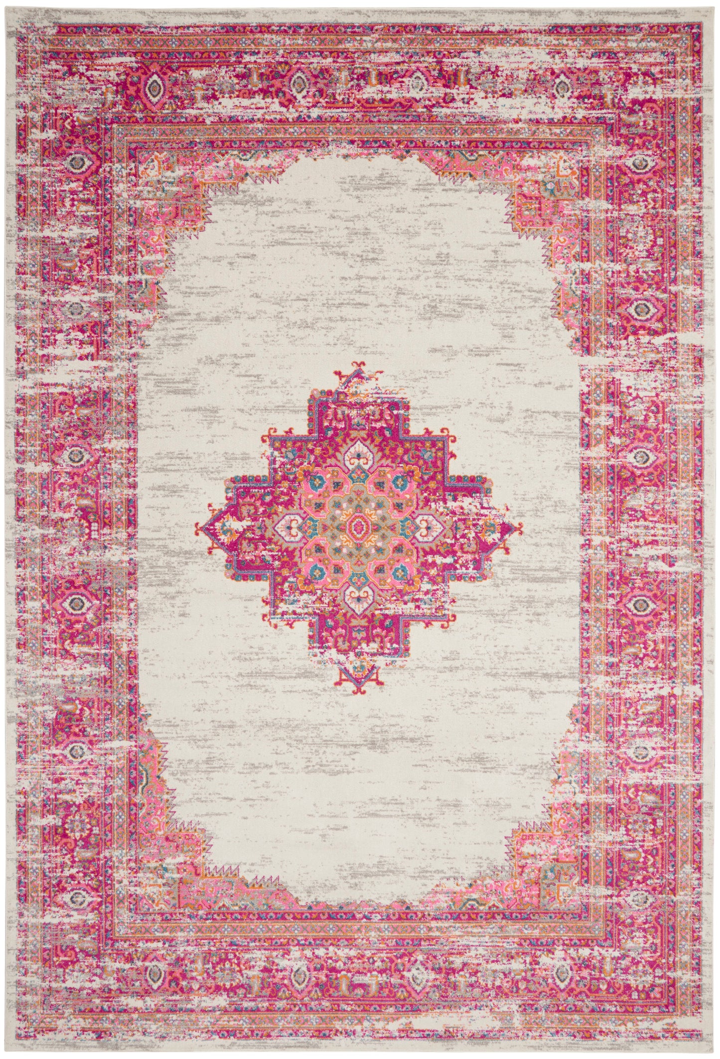 Nourison Home Passion PSN03 Ivory Fuchsia  Transitional Machinemade Rug