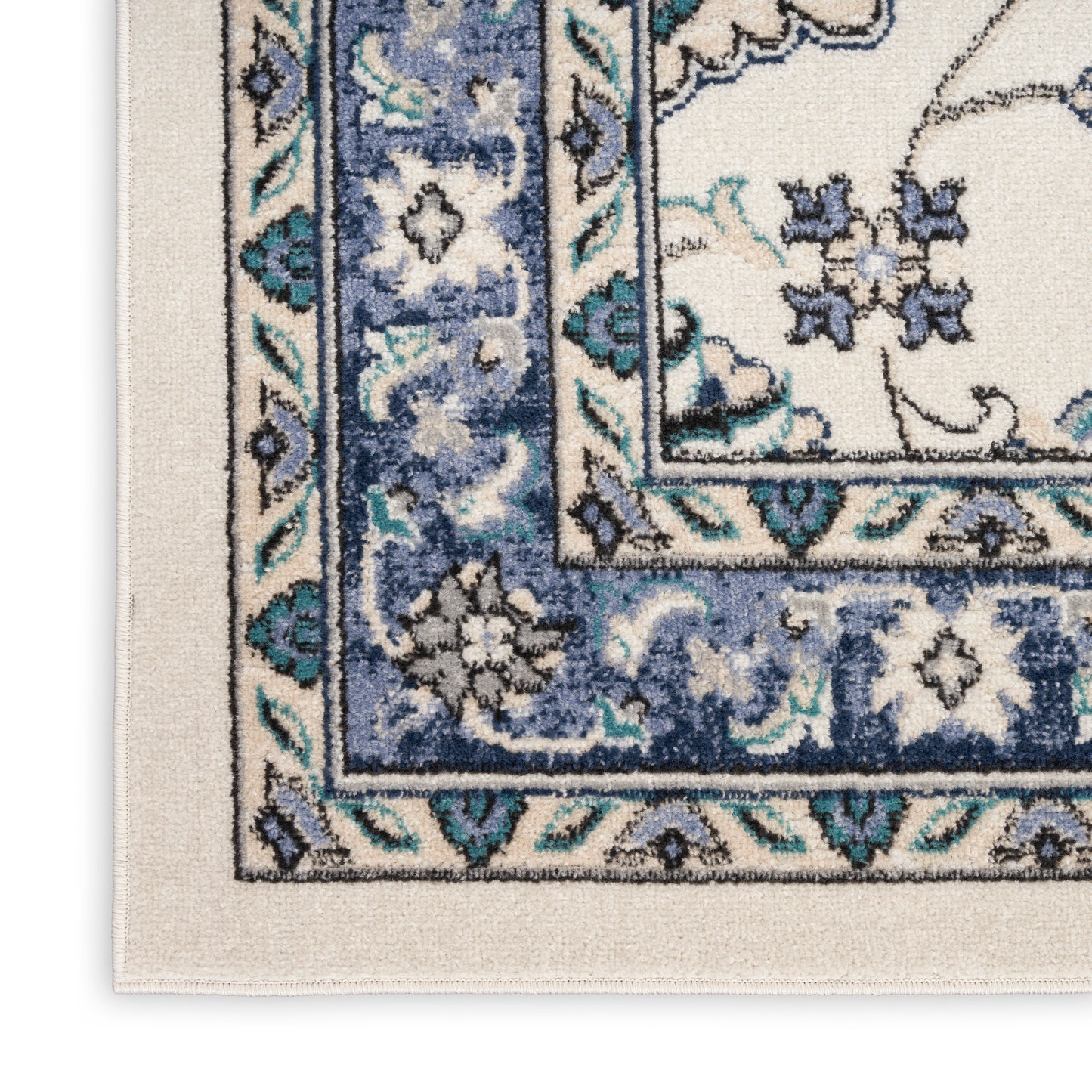 Nourison Home Nourison Essentials NRE05 Ivory Blue  Traditional Machinemade Rug