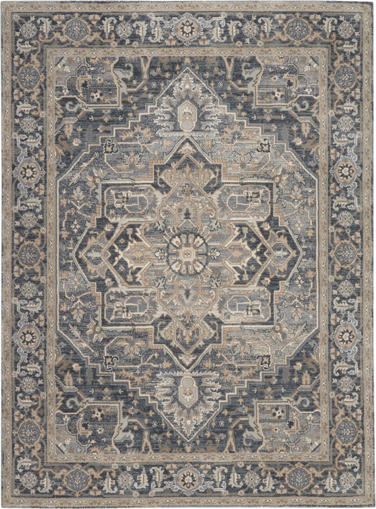 Nourison Moroccan Celebration KI381 Navy  Traditional Machinemade Rug