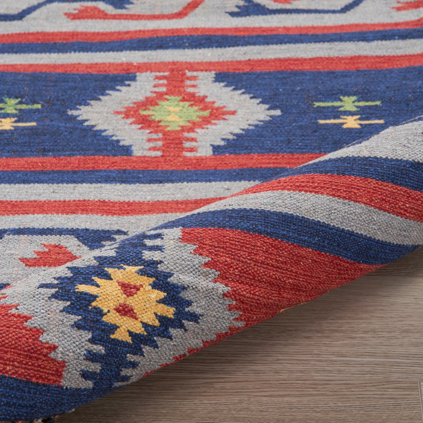 Nourison Home Baja BAJ03 Blue Red  Transitional Woven Rug