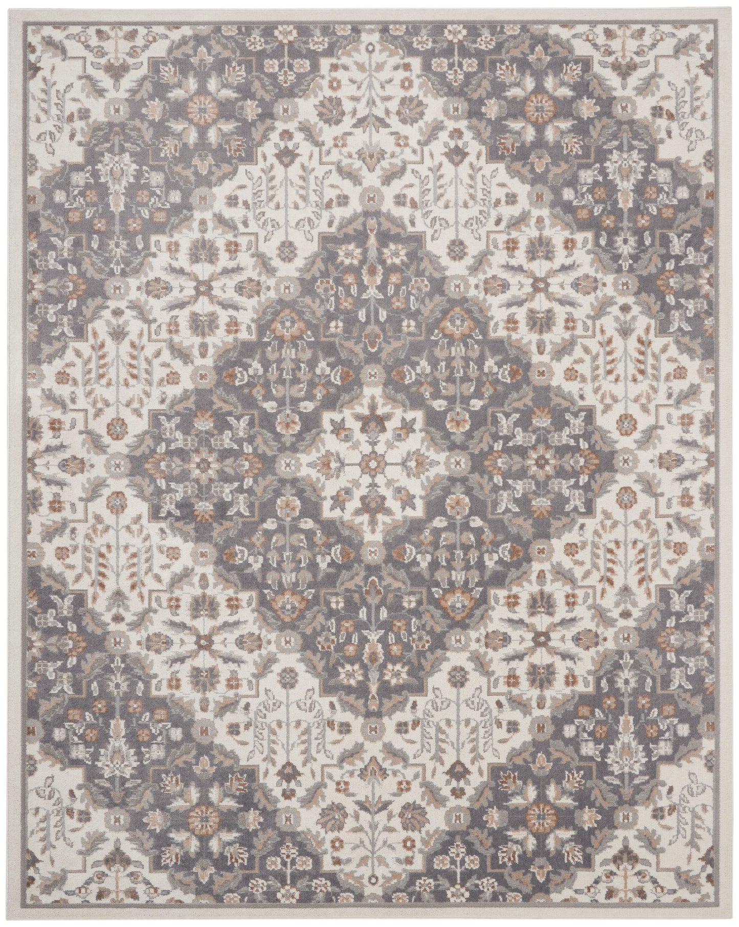 Nourison Home Elation ETN08 Ivory Grey  Traditional Machinemade Rug