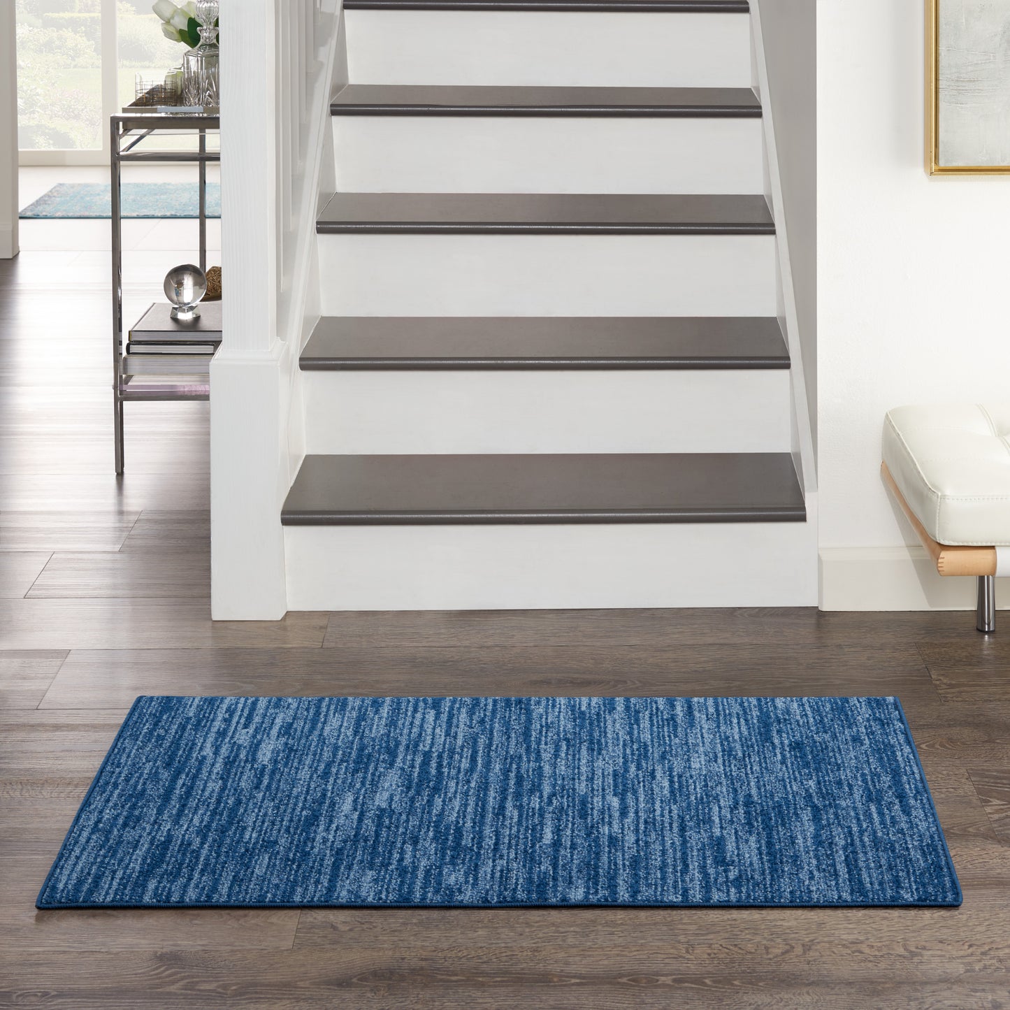 Nourison Home Nourison Essentials NRE01 Navy Blue  Contemporary Machinemade Rug