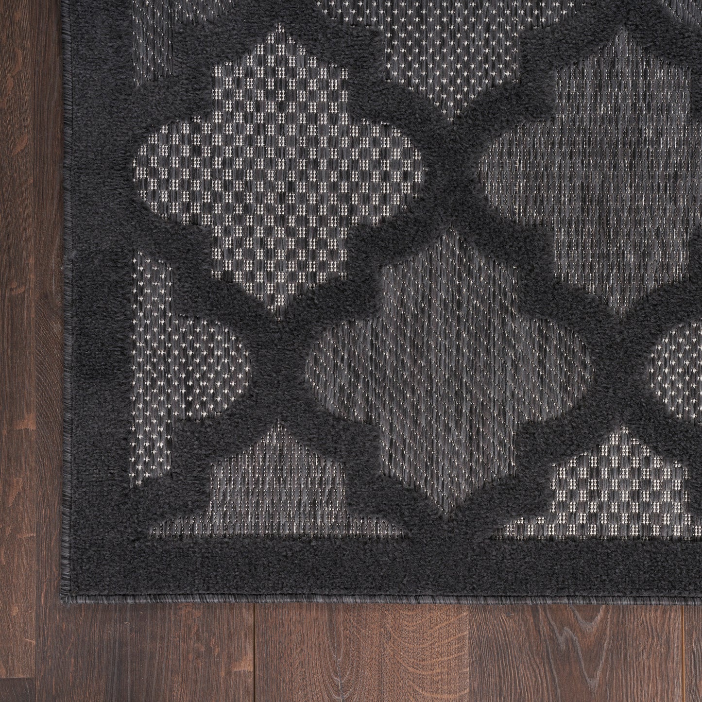 Nourison Home Easy Care NES01 Charcoal Black  Contemporary Flat Weave Rug