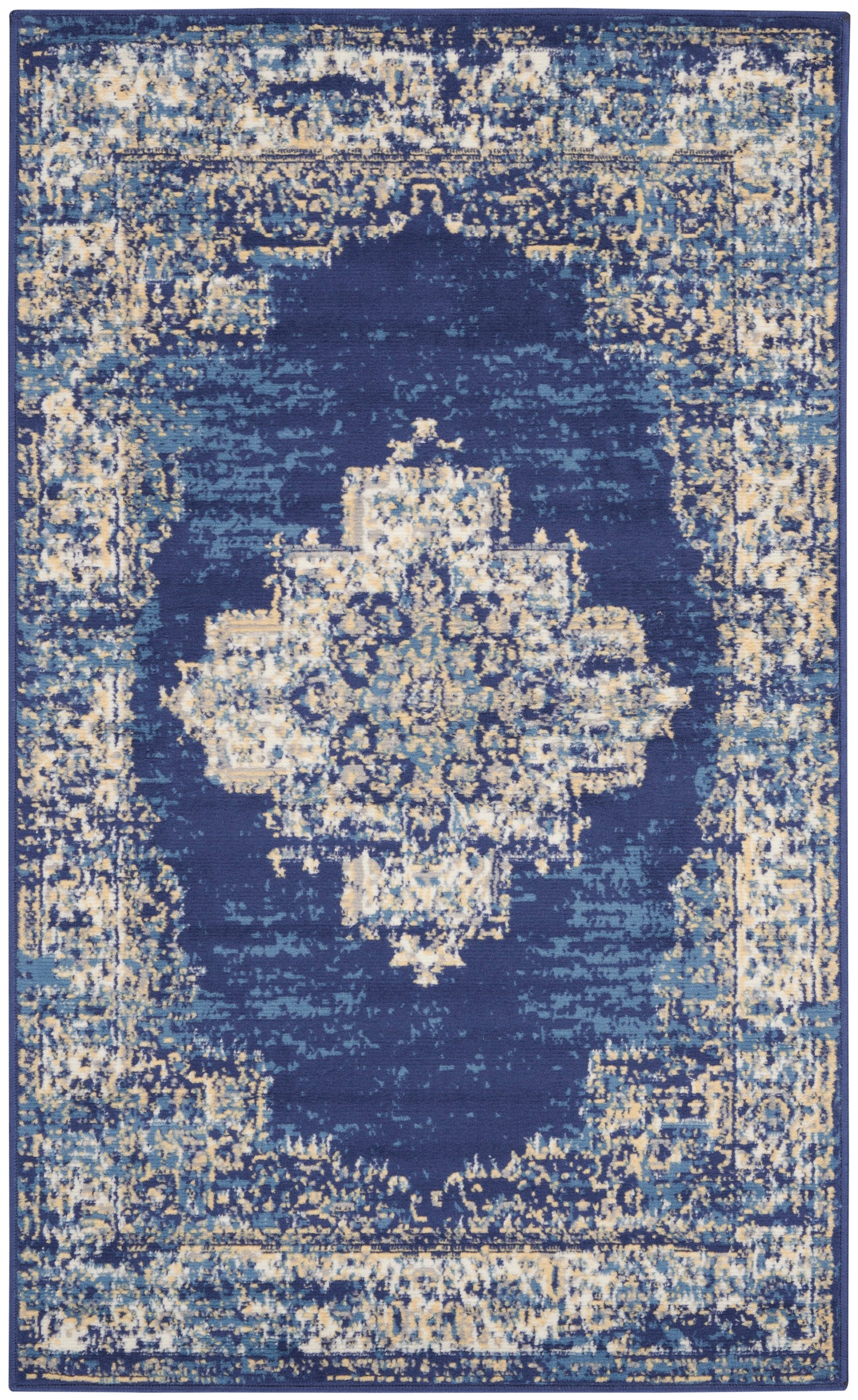 Nourison Home Grafix GRF14 Navy Blue  Transitional Machinemade Rug