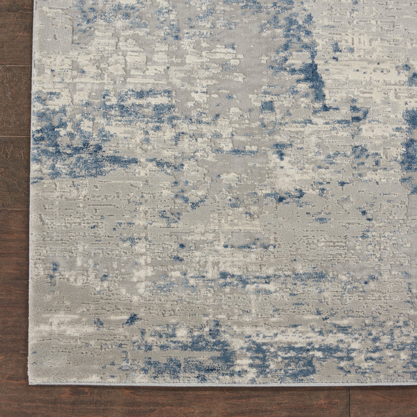 Nourison Home Rustic Textures RUS10 Ivory Blue  Contemporary Machinemade Rug