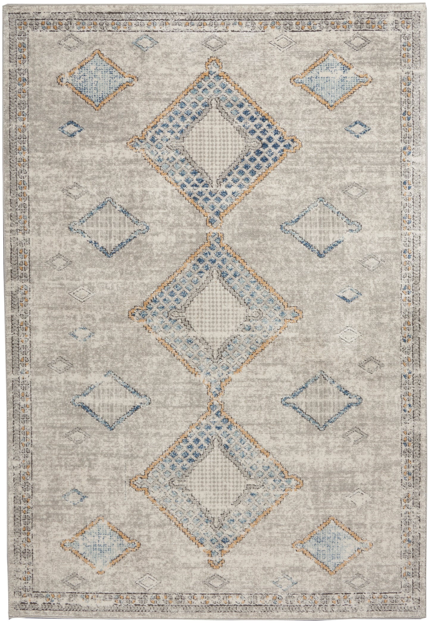 Nourison Home Quarry QUA14 Ivory Grey Blue  Contemporary Machinemade Rug