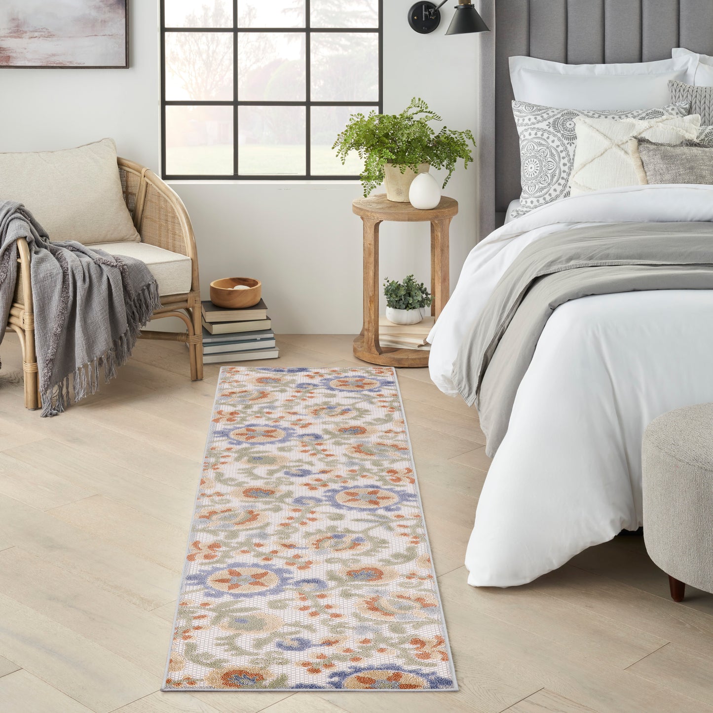 Nourison Home Aloha ALH17 Ivory Blue  Contemporary Machinemade Rug