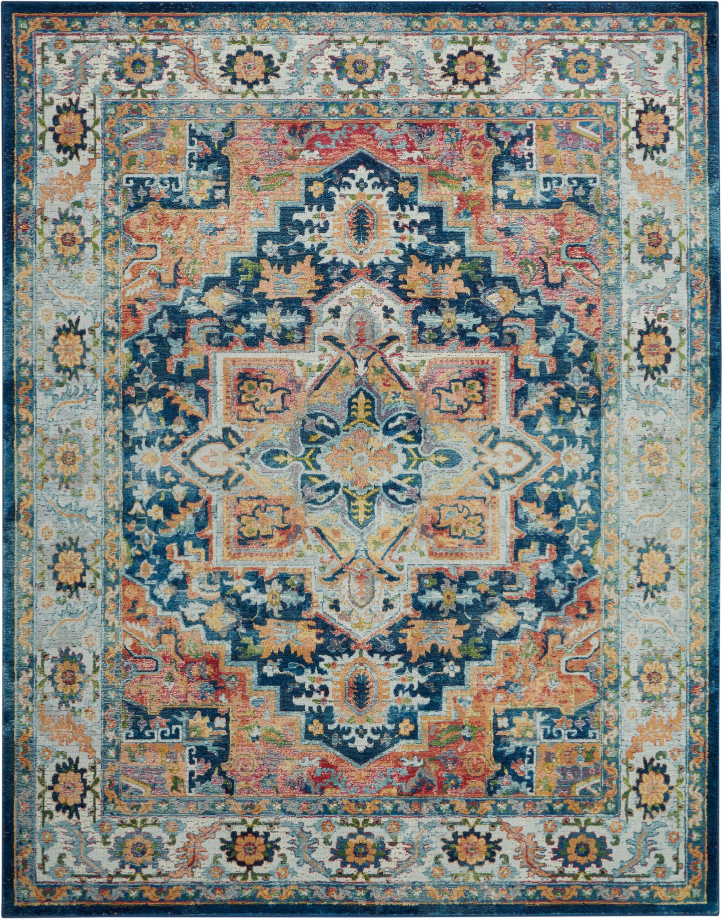 Nourison Home Ankara Global ANR11 Blue Multicolor  Traditional Machinemade Rug