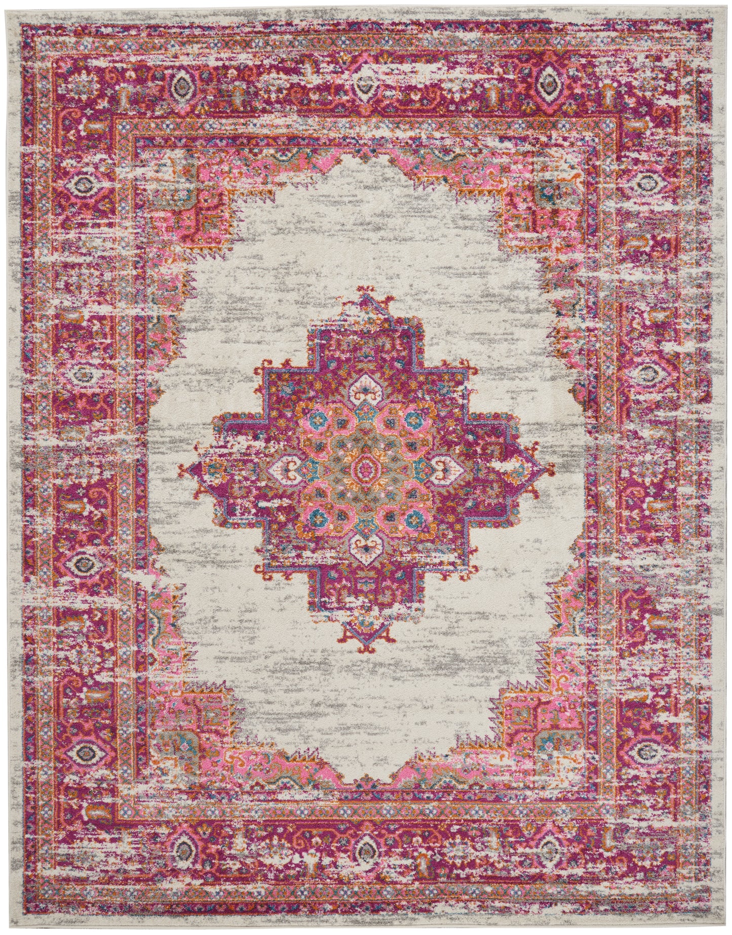 Nourison Home Passion PSN03 Ivory Fuchsia  Transitional Machinemade Rug