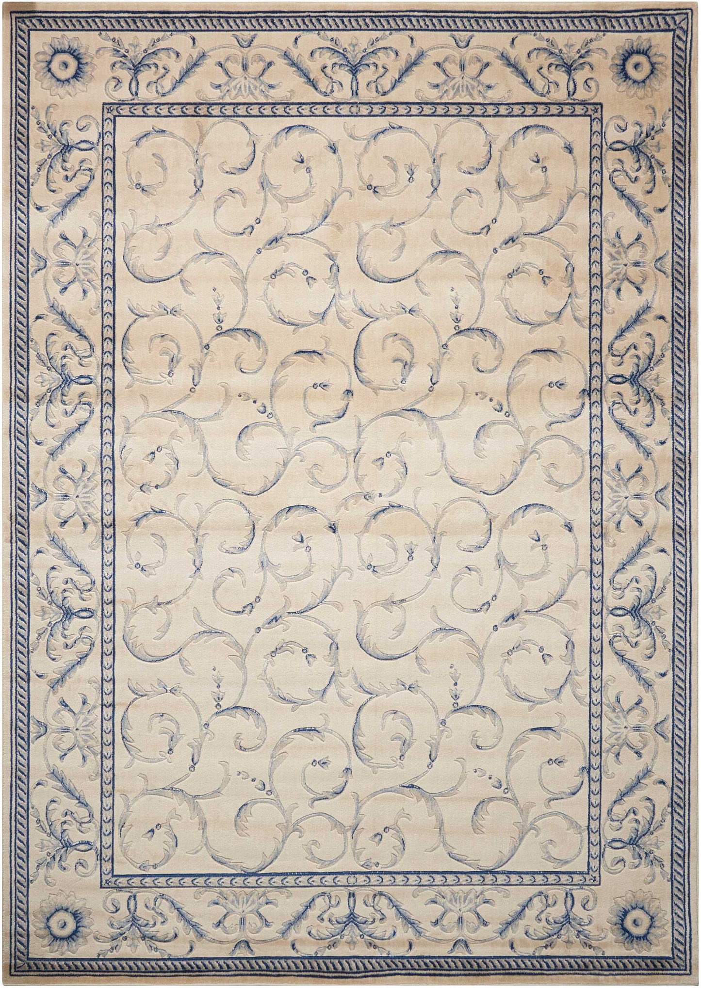 Nourison Home Somerset ST02 Ivory Blue Traditional Machinemade Rug