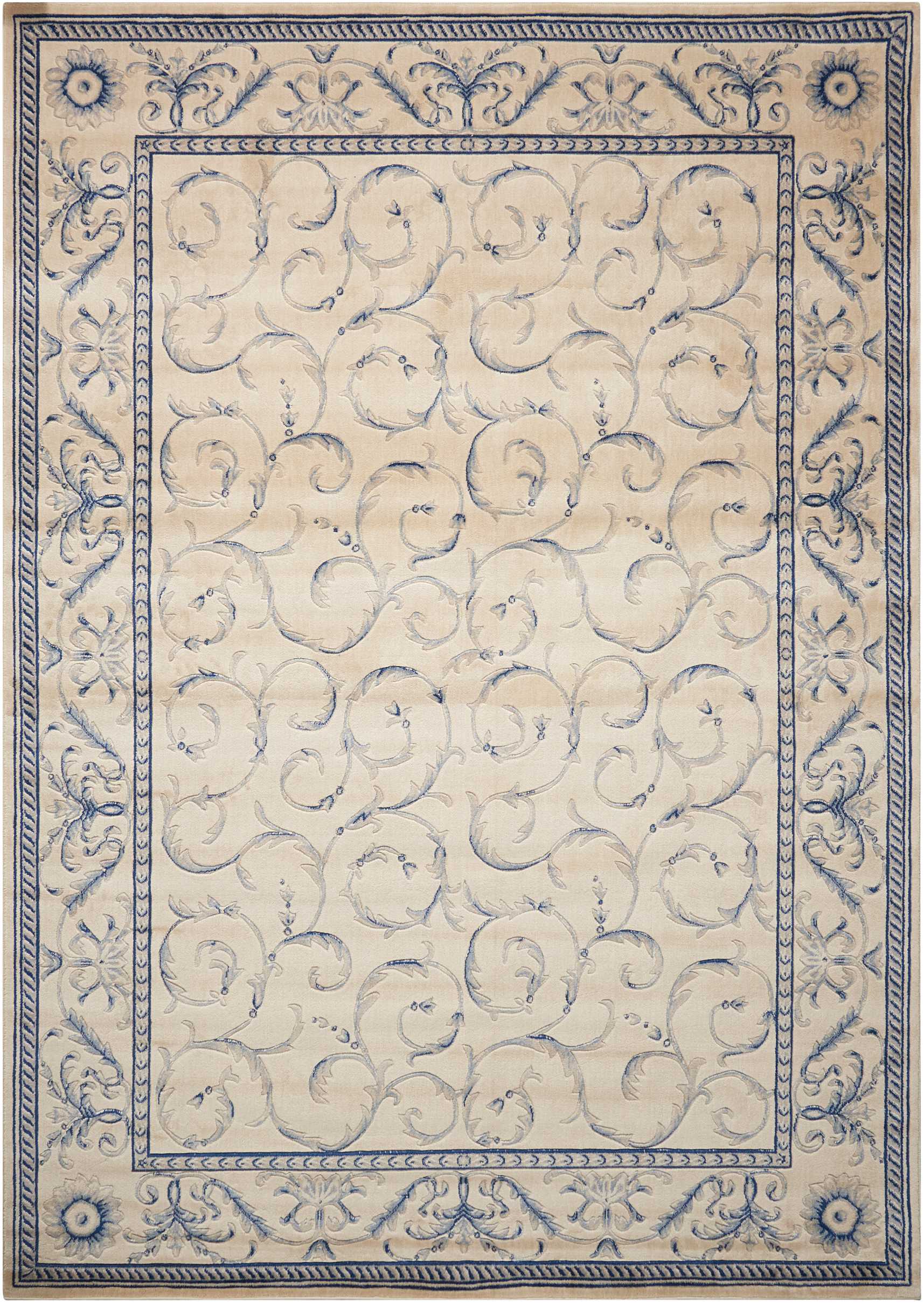 Nourison Home Somerset ST02 Ivory Blue Traditional Machinemade Rug