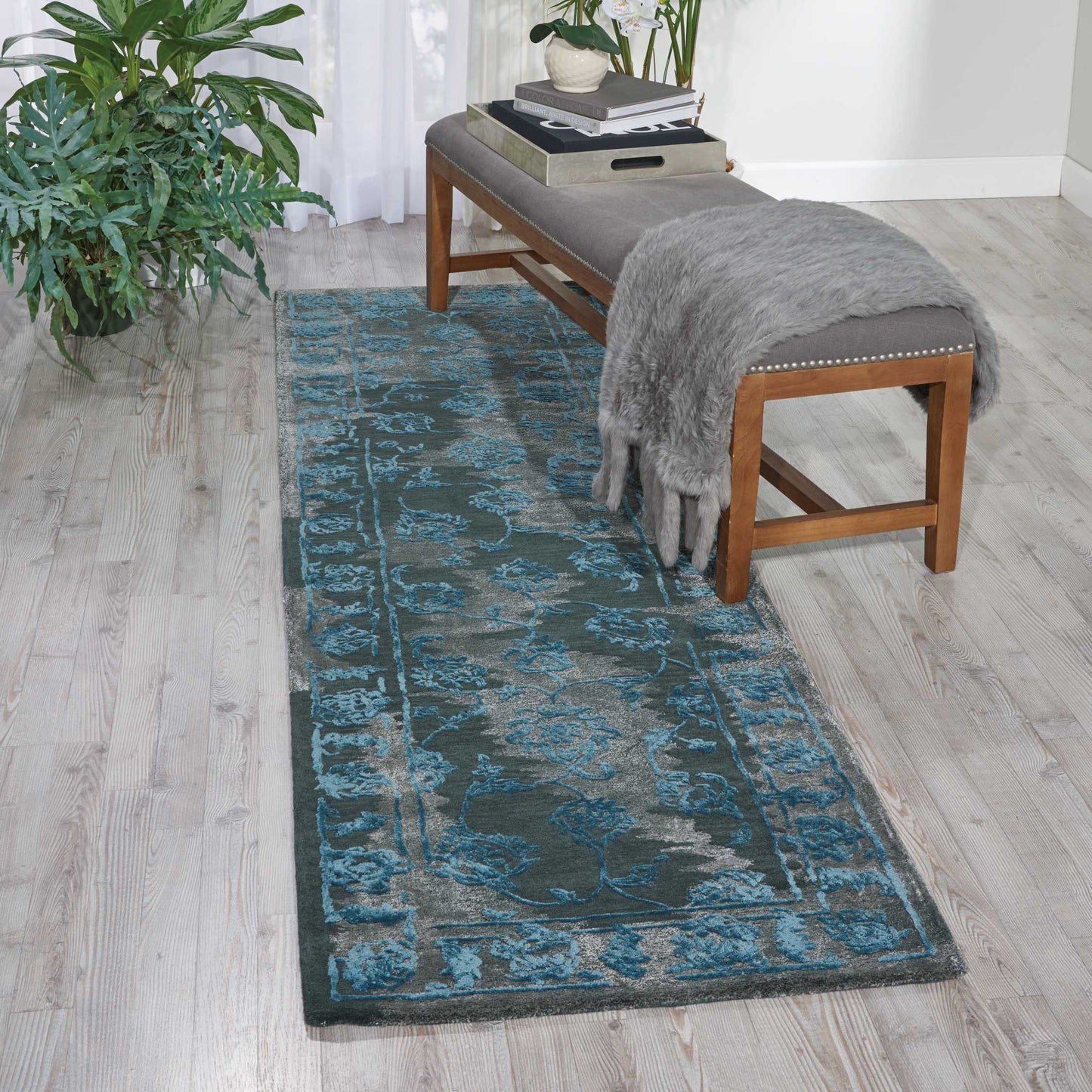 Nourison Home Opaline OPA12 Charcoal Blue  Transitional Tufted Rug