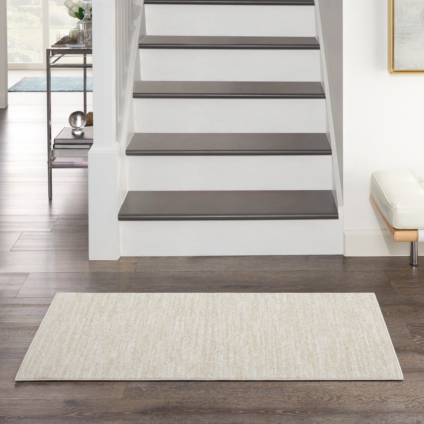 Nourison Home Nourison Essentials NRE01 Ivory Beige  Contemporary Machinemade Rug