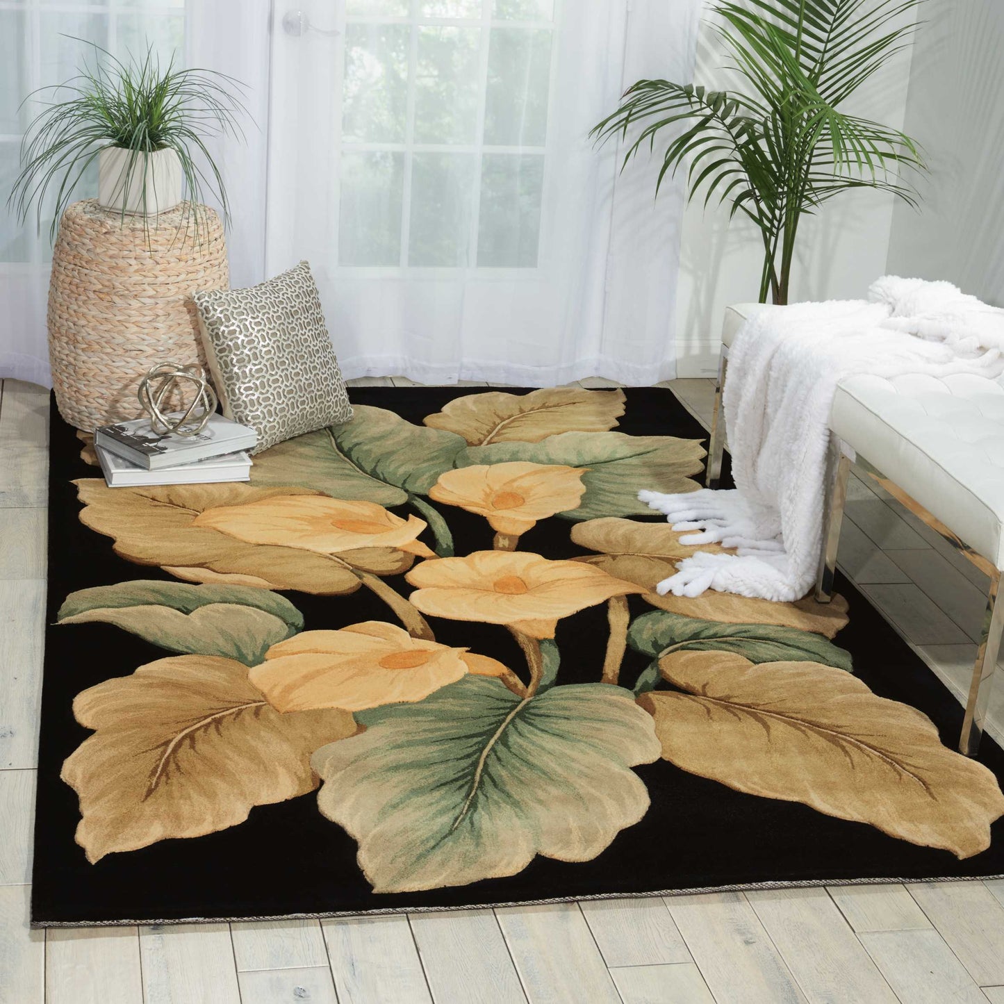 Nourison Home Tropics TS08 Black  Contemporary Tufted Rug