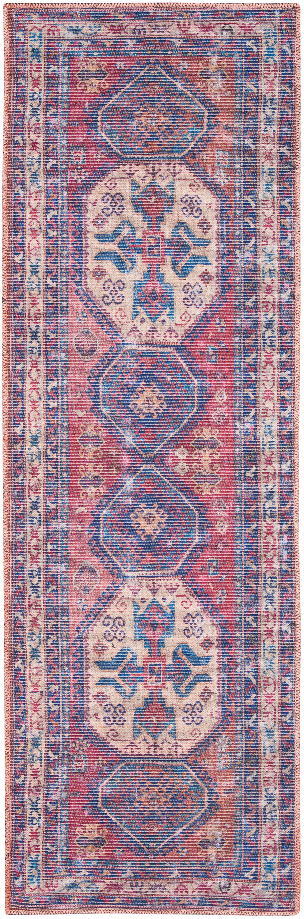 Nicole Curtis Machine Washable Series 1 SR105 Red Navy  Traditional Machinemade Rug