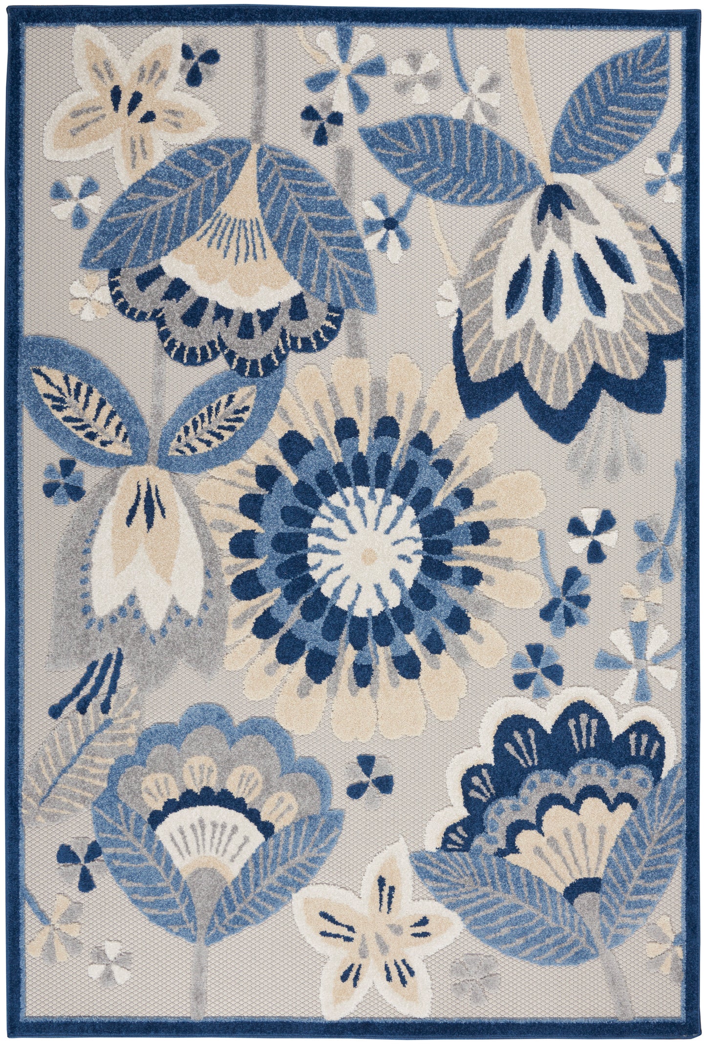 Nourison Home Aloha ALH25 Blue Grey  Contemporary Machinemade Rug