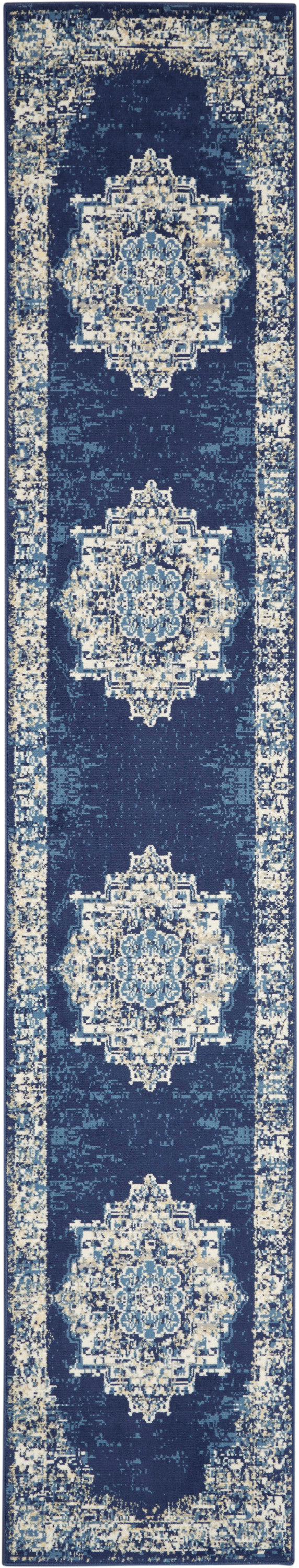 Nourison Home Grafix GRF14 Navy Blue  Transitional Machinemade Rug