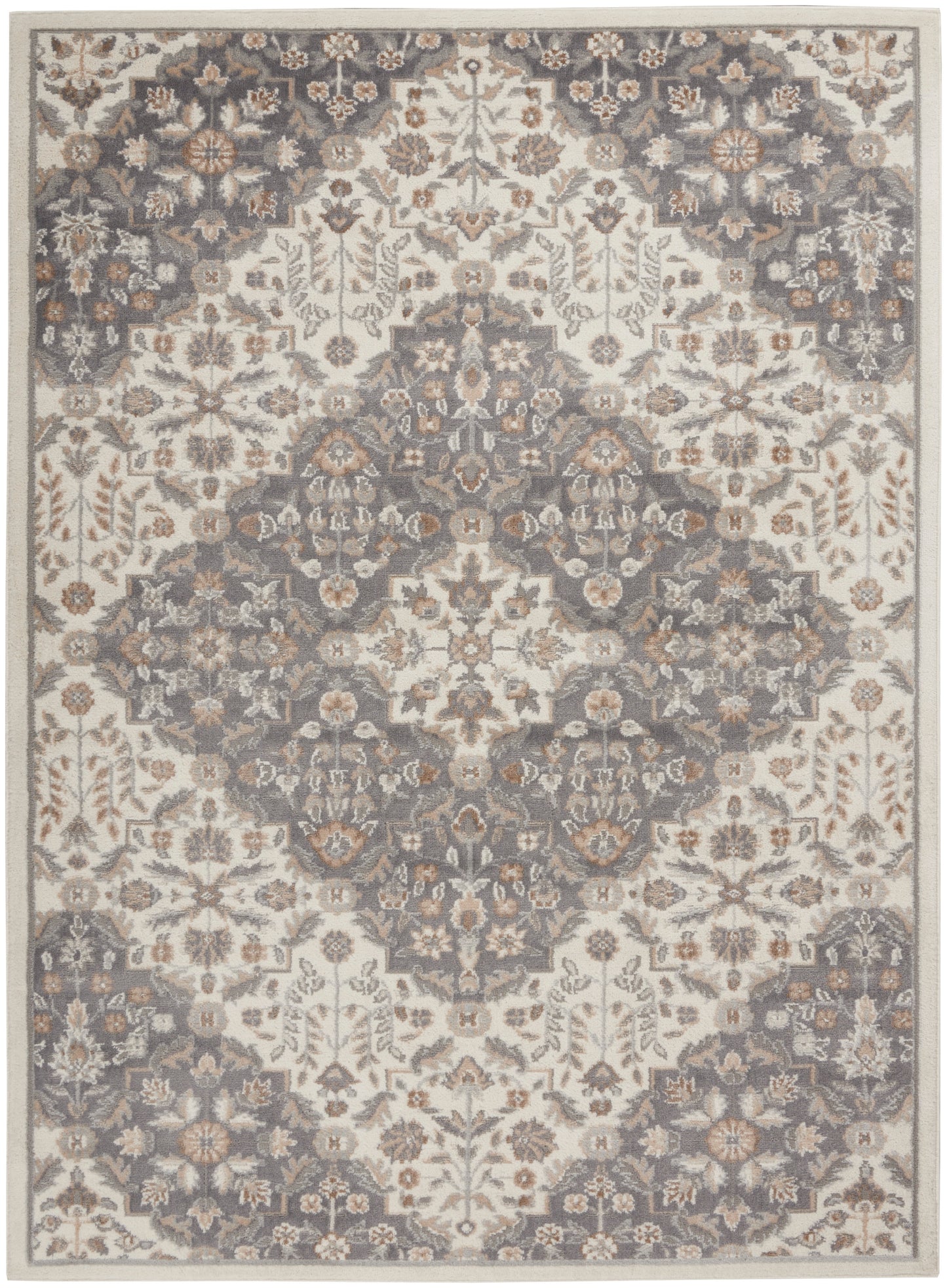 Nourison Home Elation ETN08 Ivory Grey  Traditional Machinemade Rug