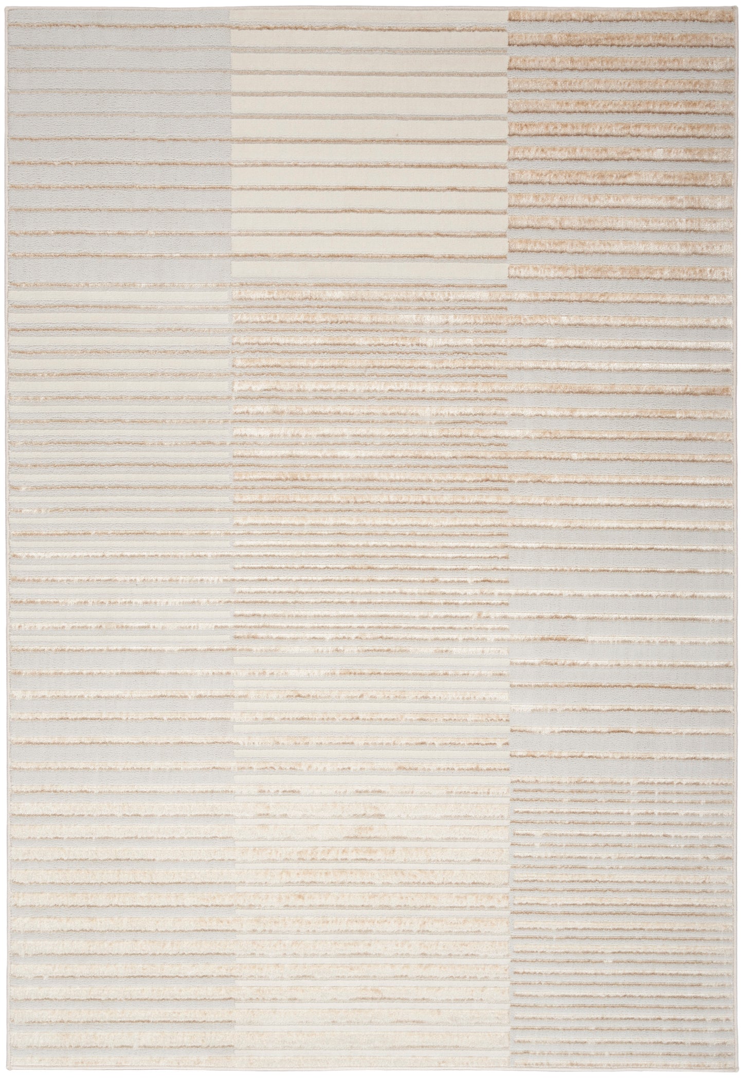 Inspire Me! Home Décor Brushstrokes BSK04 Beige Silver Contemporary Machinemade Rug