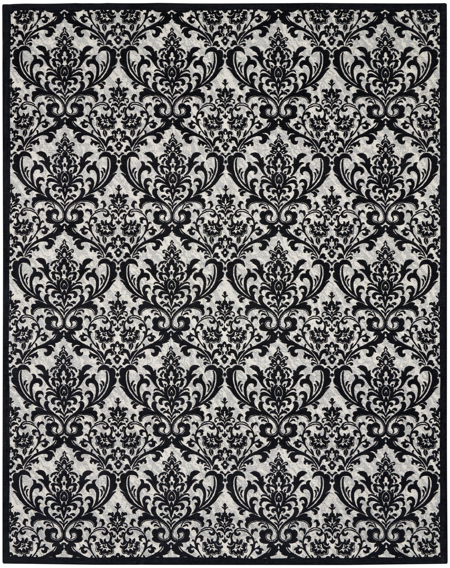 Nourison Home Damask DAS02 Black White  Traditional Machinemade Rug