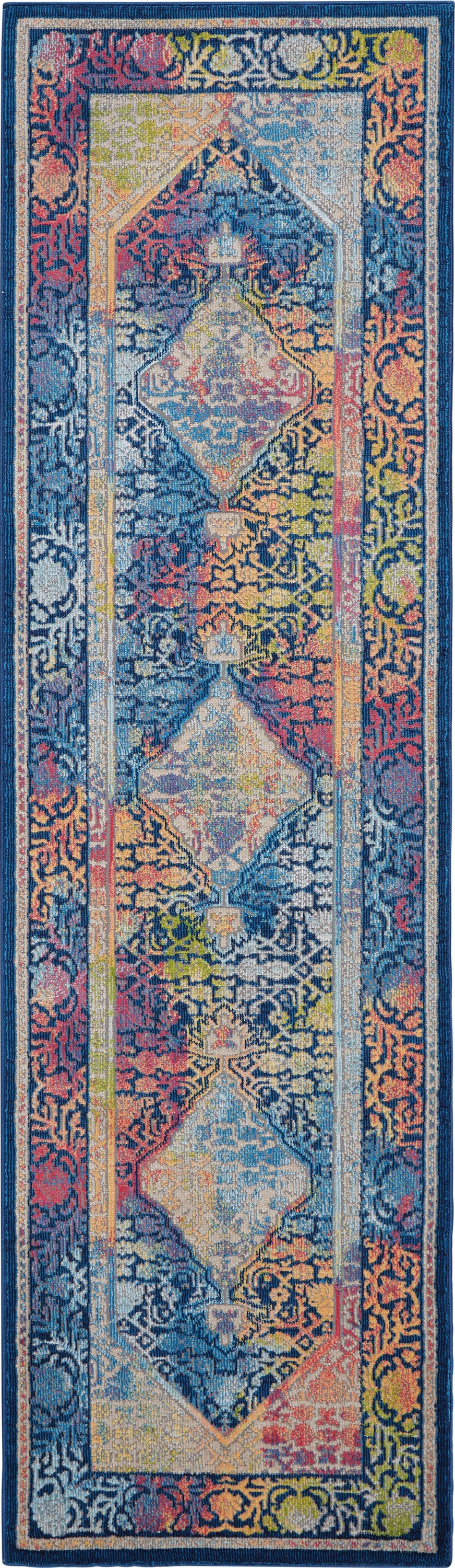 Nourison Home Ankara Global ANR04 Blue Multicolor  Transitional Machinemade Rug